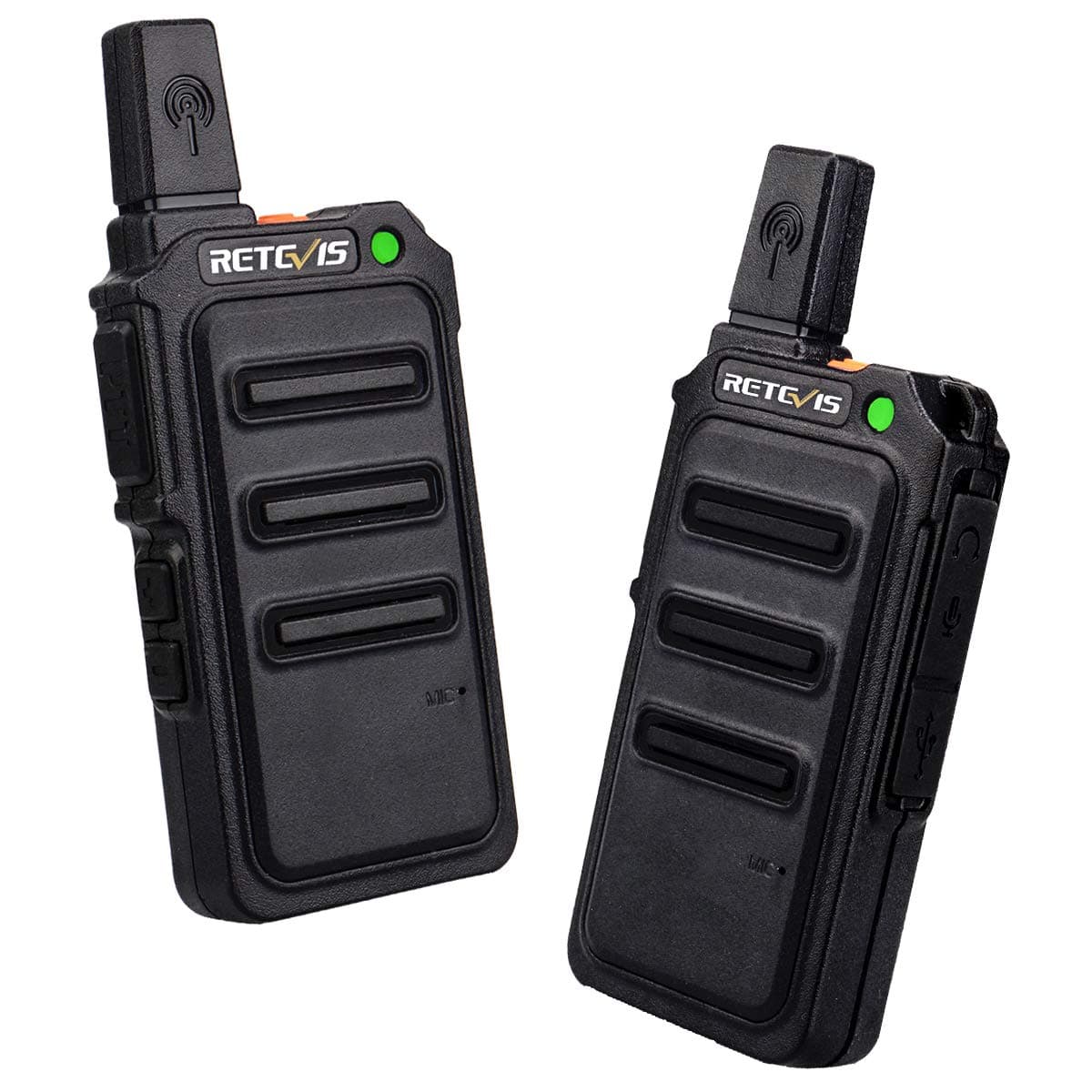 Retevis RT619 Walkie Talkie Rechargeable, 90g Mini Walkie Talkies, 1300mAh Long Lasting Battery, VOX Handsfree, 10 Level Squelch, License-Free PMR446 Two Way Radio for Outdoor, Camping (2 Pack, Black)