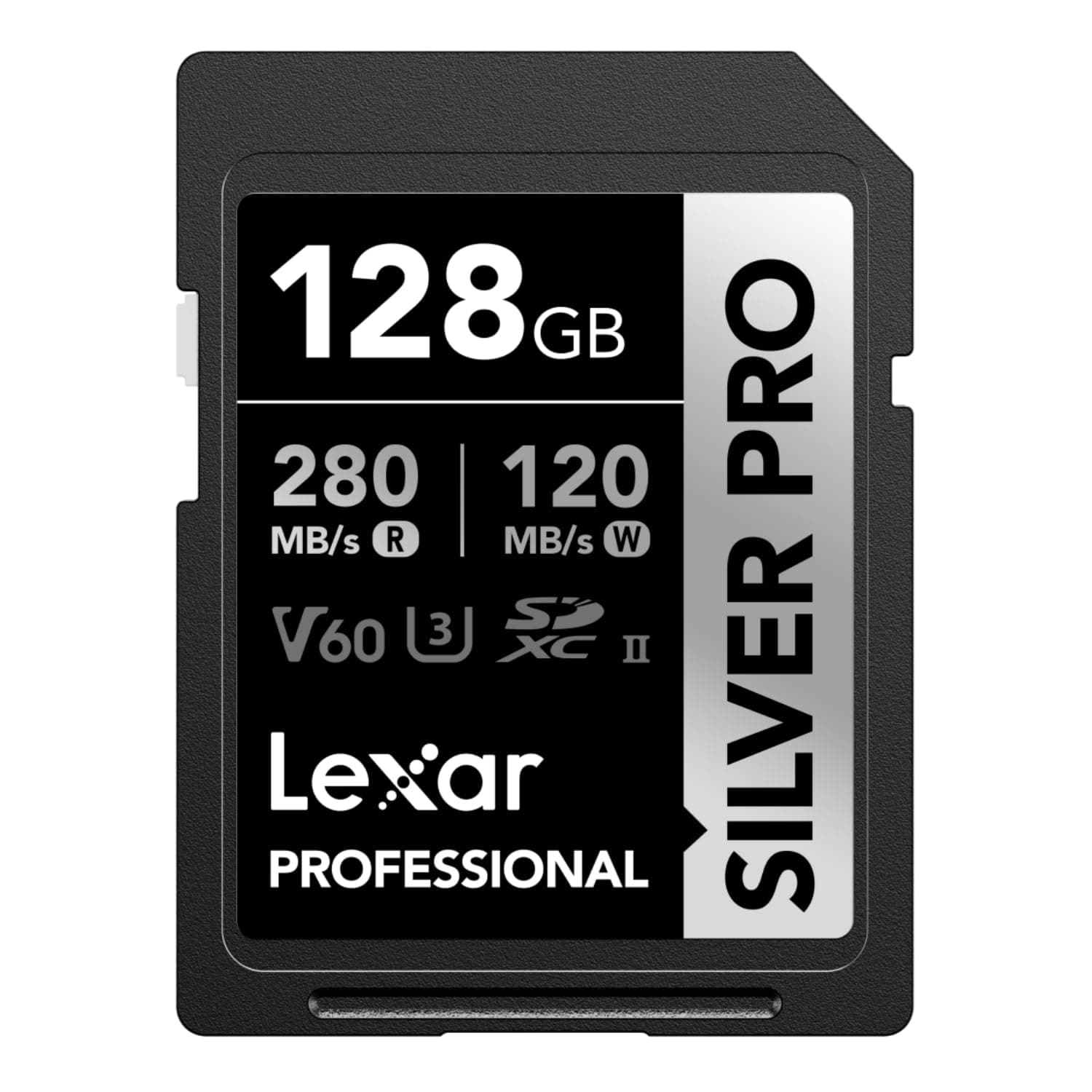 – SILVER PRO SD Card 128GB, UHS-II SD Memory Card, V60, U3, C10, Up to 280MB/s Read, 120MB/s Write, SDXC Card for DSLR/Camera/Professional Photographer/Videographer/Enthusiast (LSDSIPR128G-BNNAA)