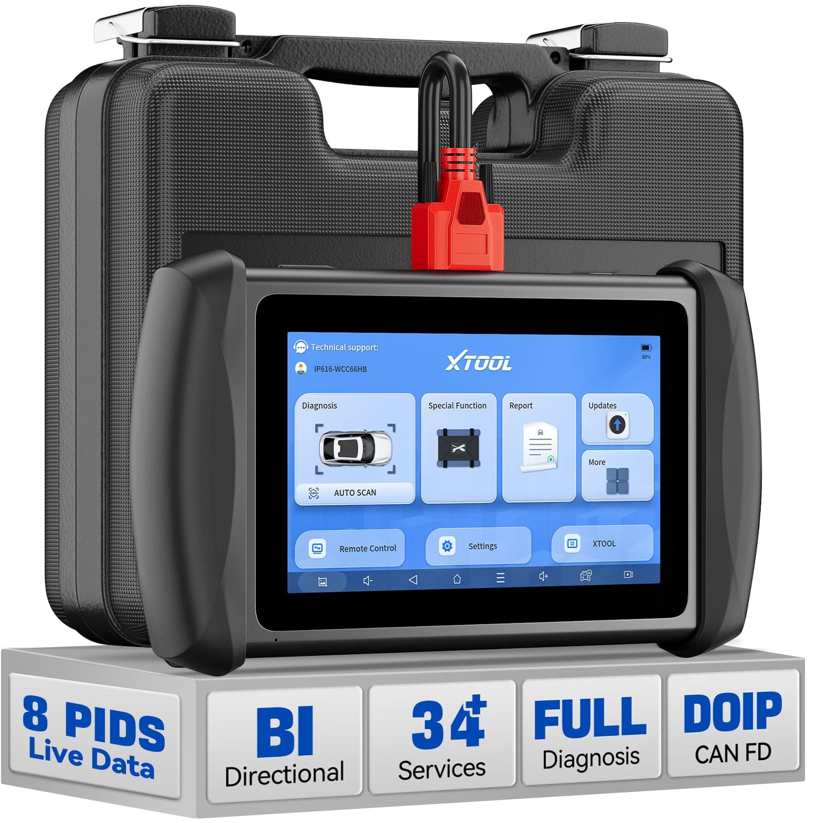IP616 Car Diagnostic Tool: OBD2 Scanner 2.0 with All System, New 34+Resets, ECU Configuration, Oil Reset/ABS Bleeding/DPF/EPB/SAS/TPMS, Injector Coding, CAN FD/DoIP, AutoVIN, Lifetime Update