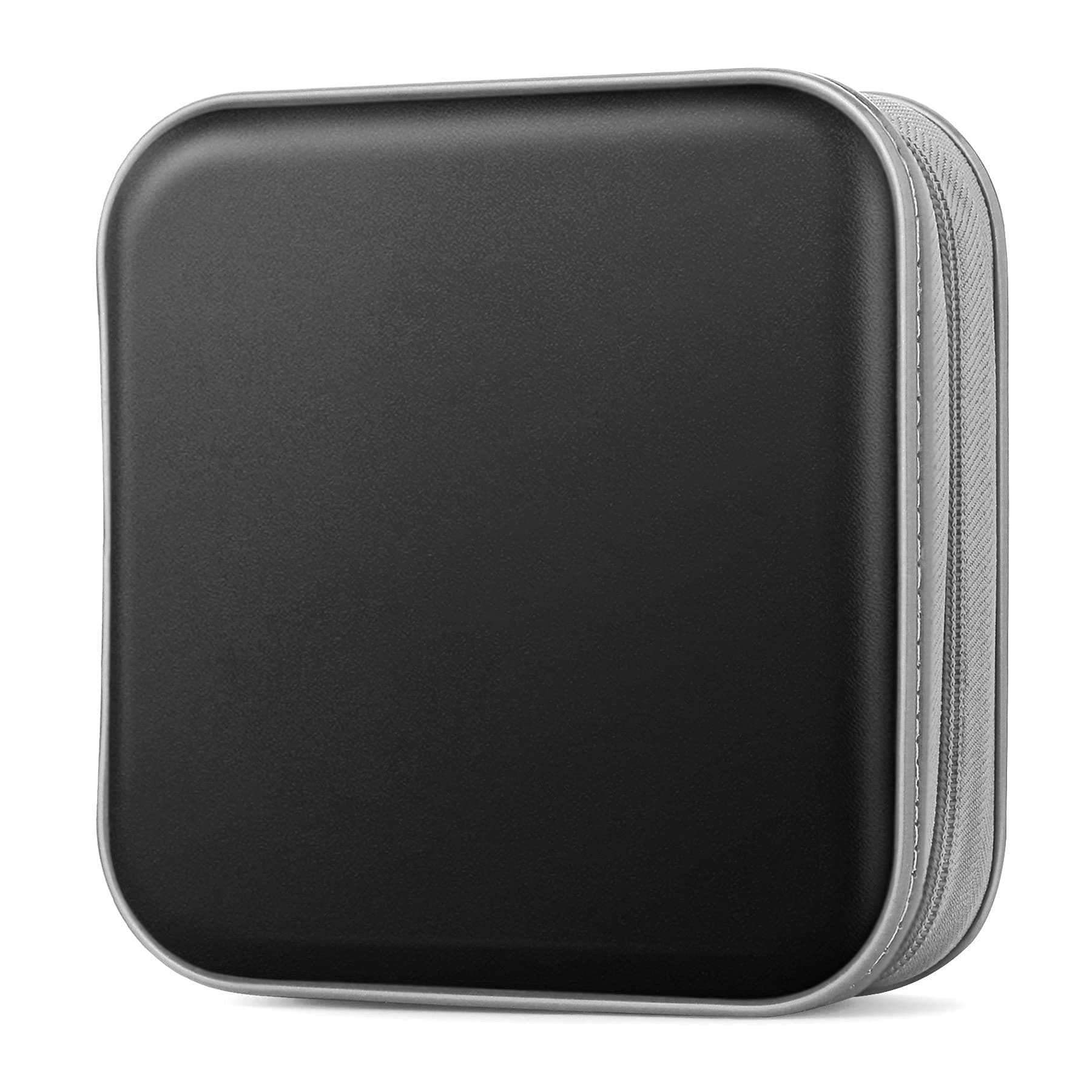 CD Case, 40 Capacity Hard Plastic DVD Case Portable Zipper CD/DVD Wallet Holder Storage Disc Binder Album Bag for Car Home Travel (Black)