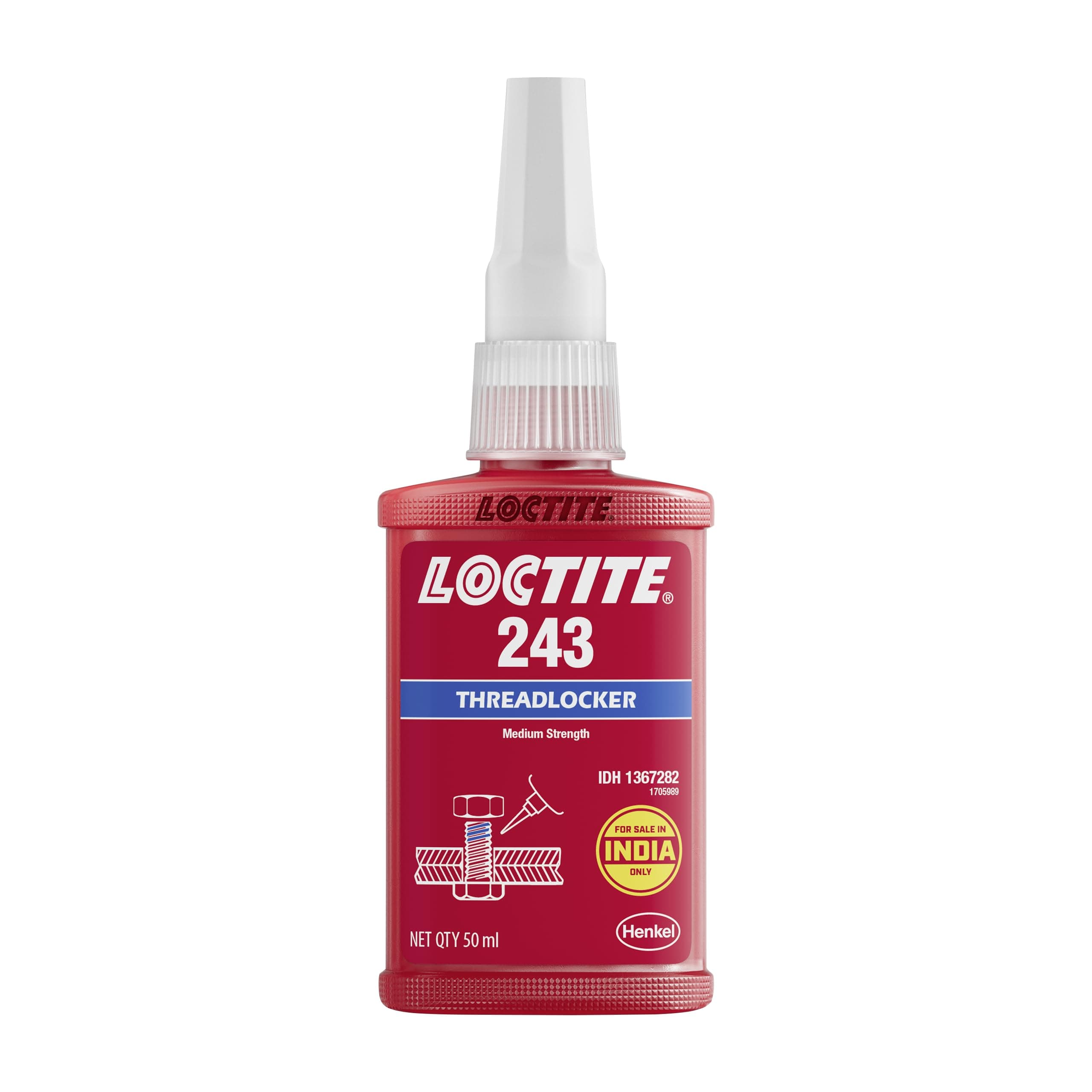 243 Blue 50ml | Medium-strength Threadlocker (M6-M20) | Prevention of loosening | Secure bonding for machinery, engine & vehicles | Thixotropic | High temperature performance | Oil tolerance