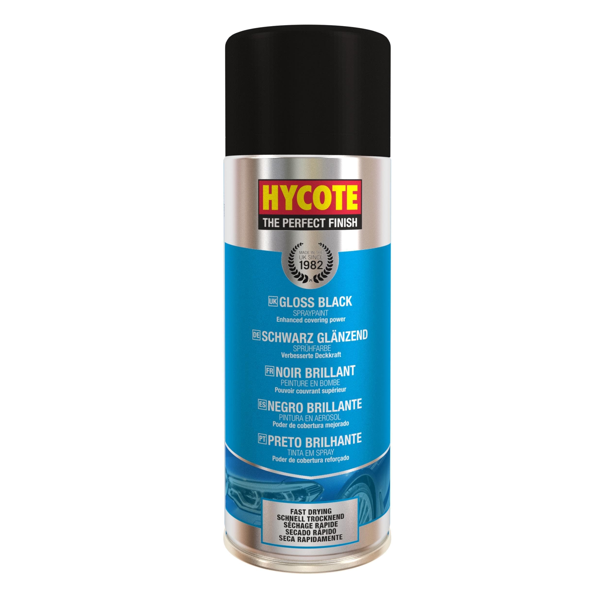 Hycote Fast Drying Aerosol Car Spray Paint, Gloss Black, 400 ml