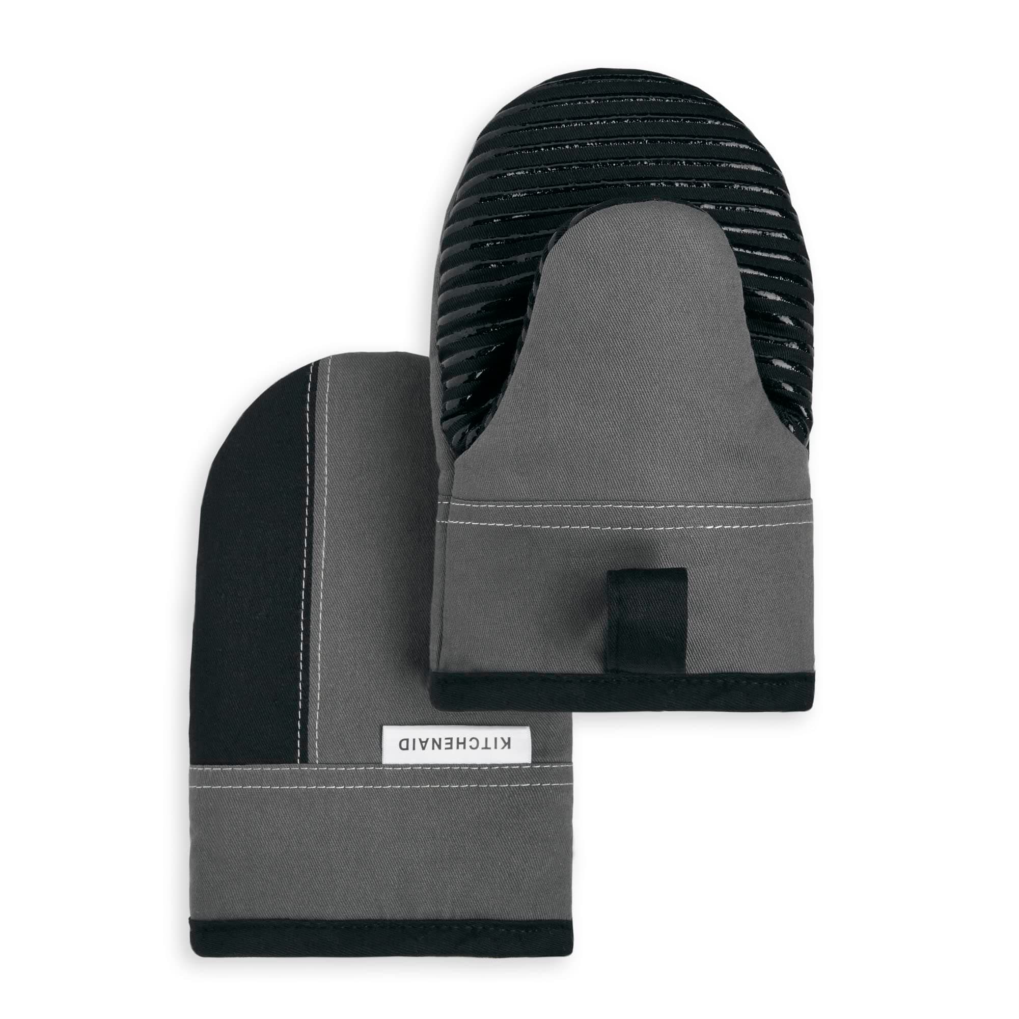 KitchenAid Kitchen Aid Beacon Mini Oven Mitt Set, 5.5"x8", Contour Silver/Black