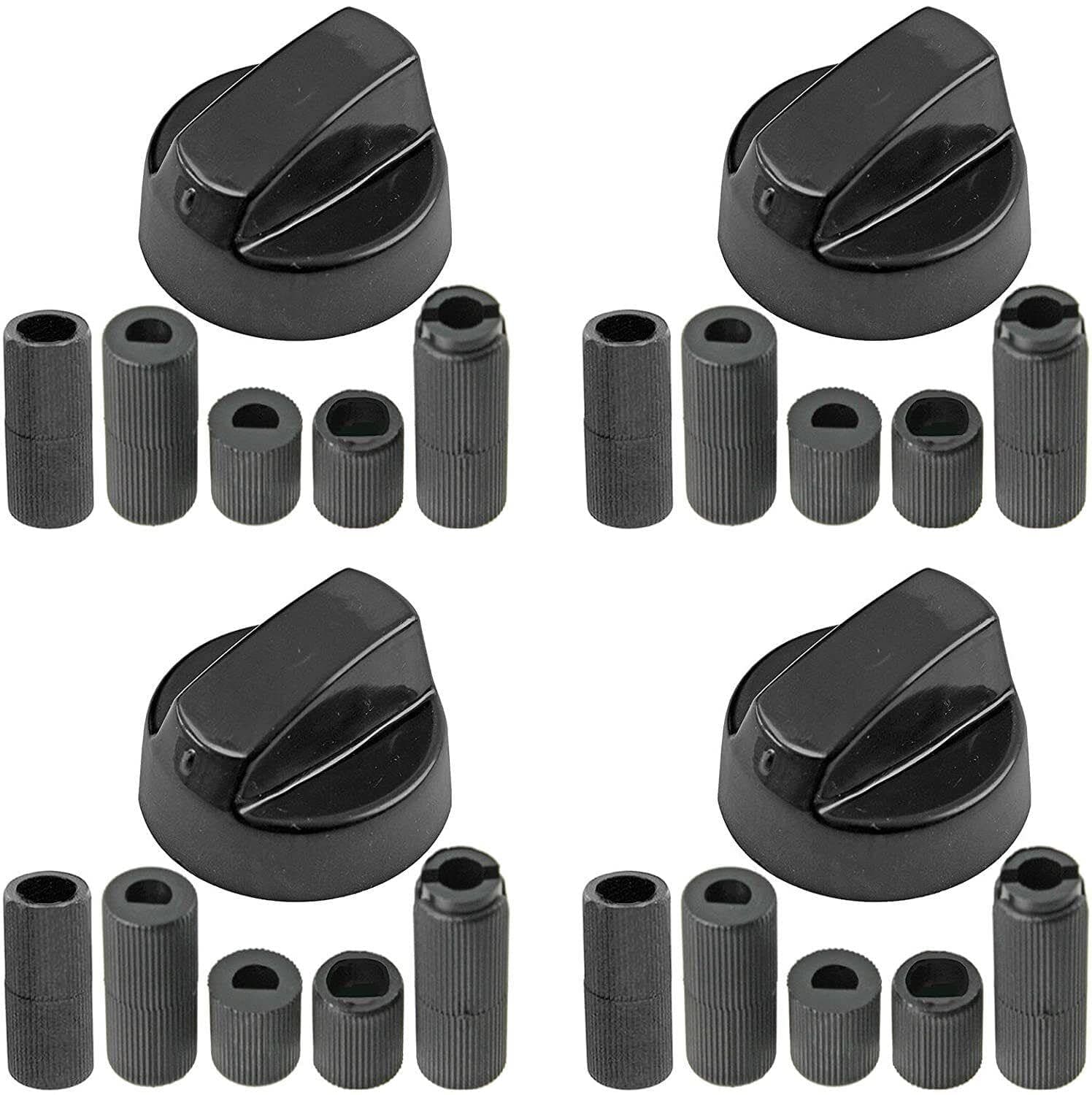 SPARES2GO Universal Black Control Switch Knobs for All Brands of Oven, Hob and Hob (Pack of 4)