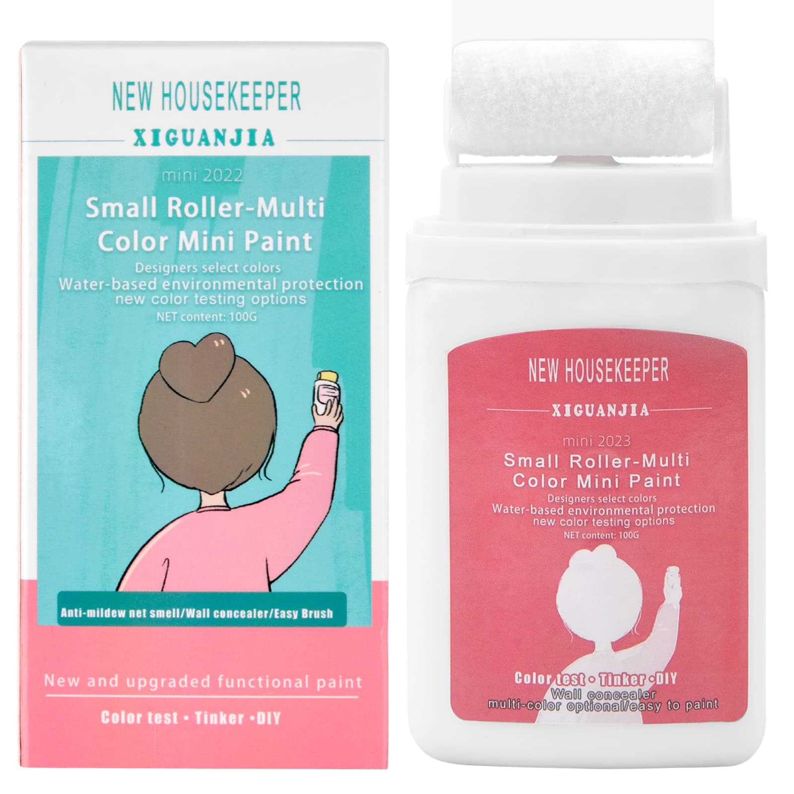 Wall Repair Rolling Brush, Wall Mending Agent with Roller Small Roller Wall Patching Brush Wall Repair Paste Roller Wall Repair Tool Wall Paint Interior Conceal Roller for DIY Repair Graffiti (White)