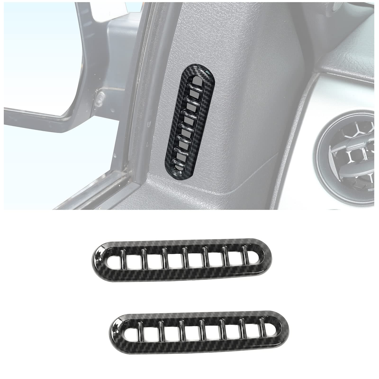 Hoolcar Door A/C Outlet Vent Front Side Window Air-Conditioner Vent Trim Cover for 2009-2014 Ford Raptor, Carbon Fiber, 2PCs