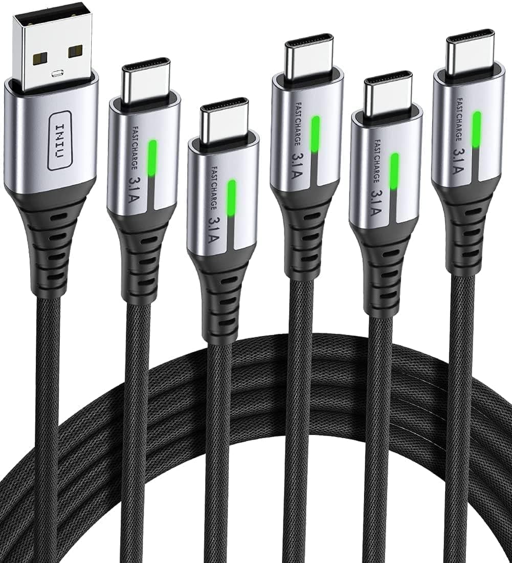 – USB C Charger Cable 3.1A, [5Pack, 2m+2m+1m+1m+0.5m] QC 3.0 Phone Charger Type C Fast Charging Cable for Samsung Galaxy S25 S24 Ultra, iPhone 17 16 Pro Max Air, Google Pixel 10 9 Redmi Note Xiaomi