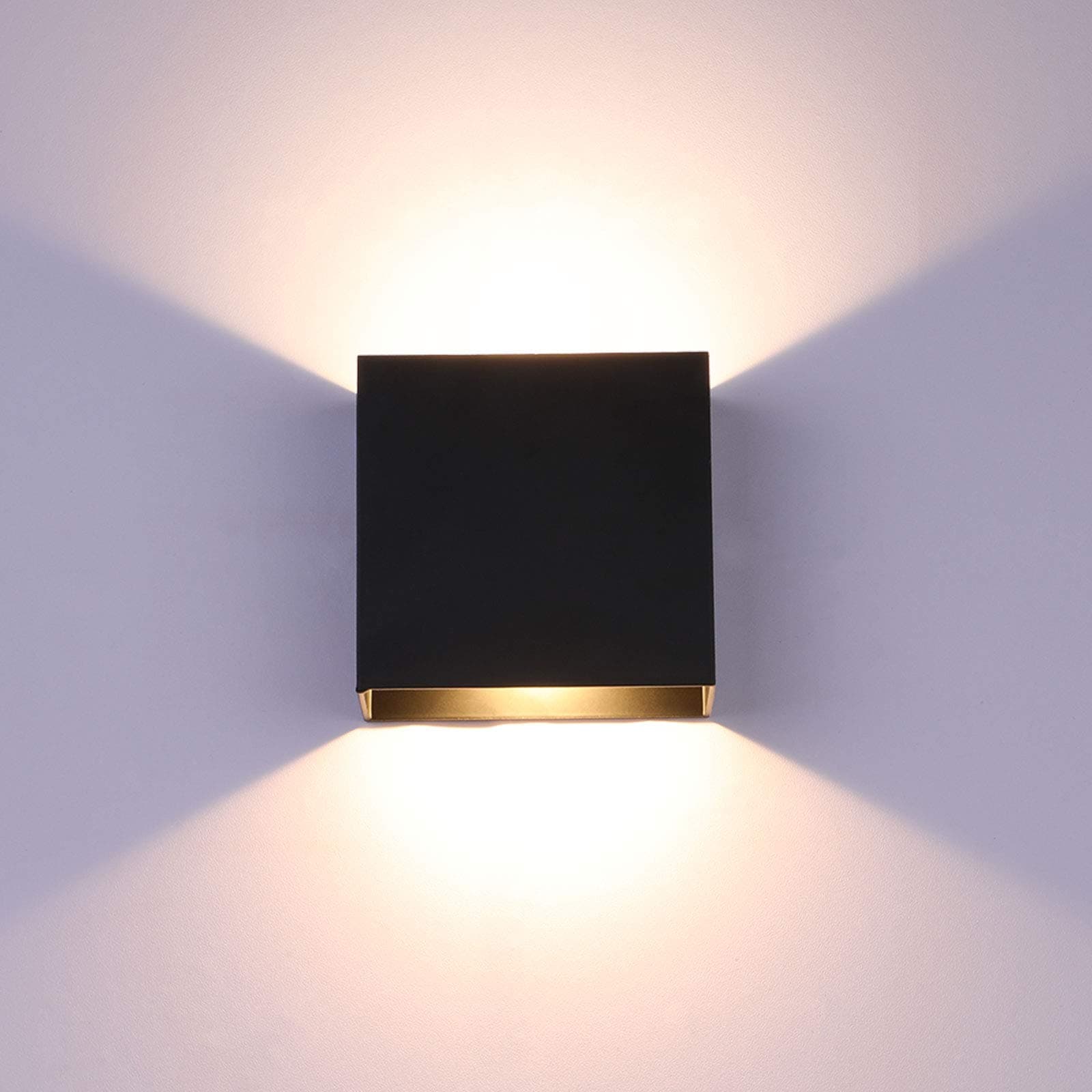 Black Wall Lights 3000K Modern LED Wall Light, Dimmable Wall Lamps for Living Room, 10W Indoor Up Down Wall Sconce Metal Wall Lighting for Bedroom Hallway (Bulb Included)