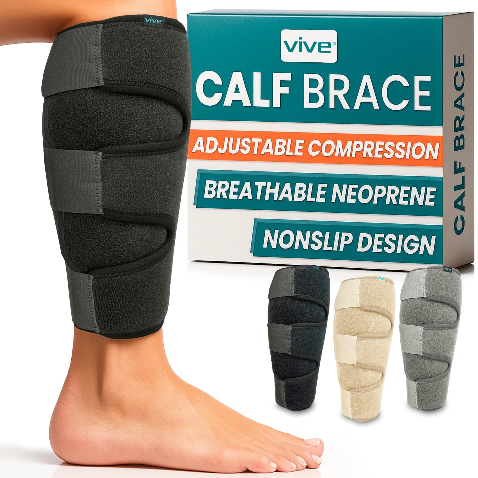 Calf Brace - Adjustable Shin Splint Support - Lower Leg Compression Wrap Increases Circulation, Reduces Muscle Swelling - Calf Sleeve for Men and Women - Pain Relief (Black)