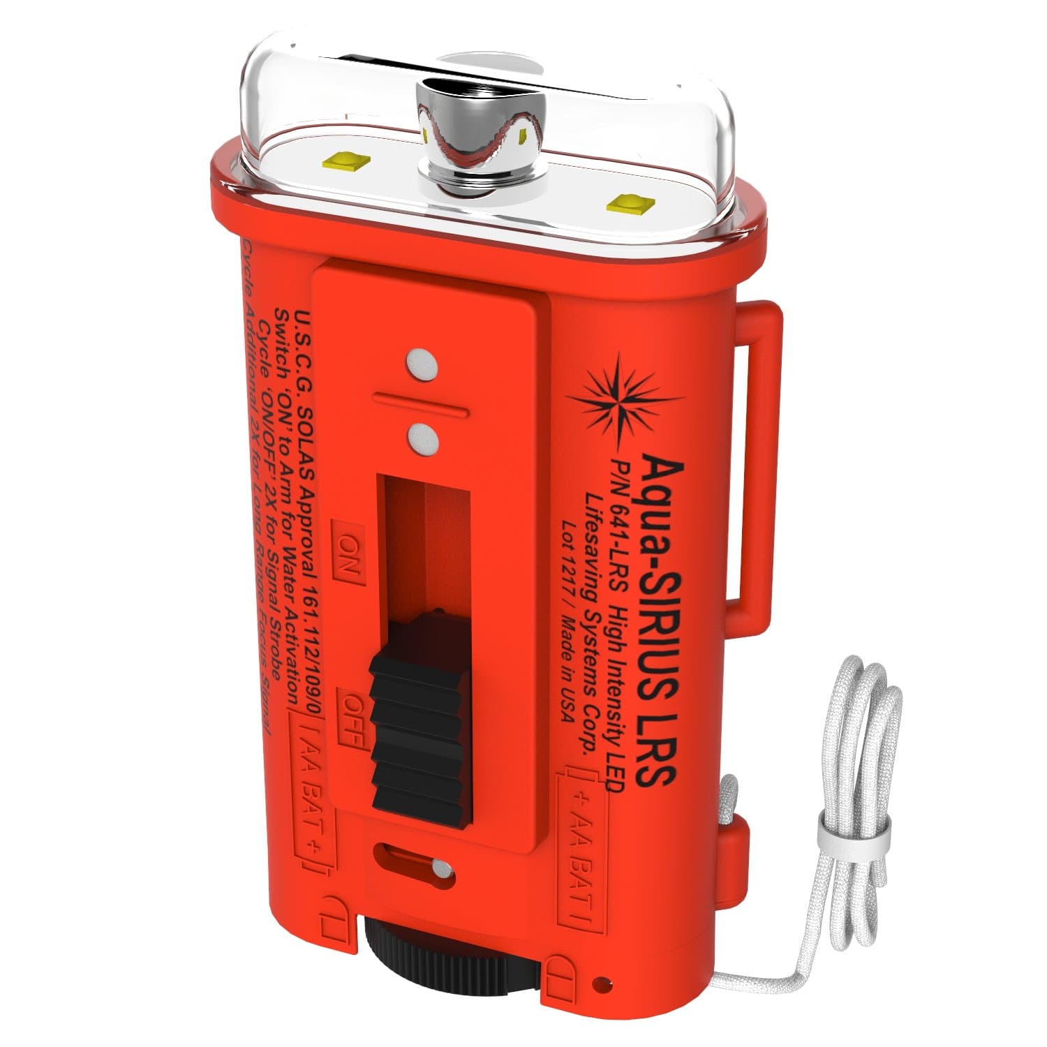 AQUA-SIRIUS LRS, Water Activated Long Range LED Strobe Light - USCG Approved Signaling Strobe - Does NOT Replace Flares and FAA TSO-C85b Approved, Exceeds SOLAS Requirements - Made in USA