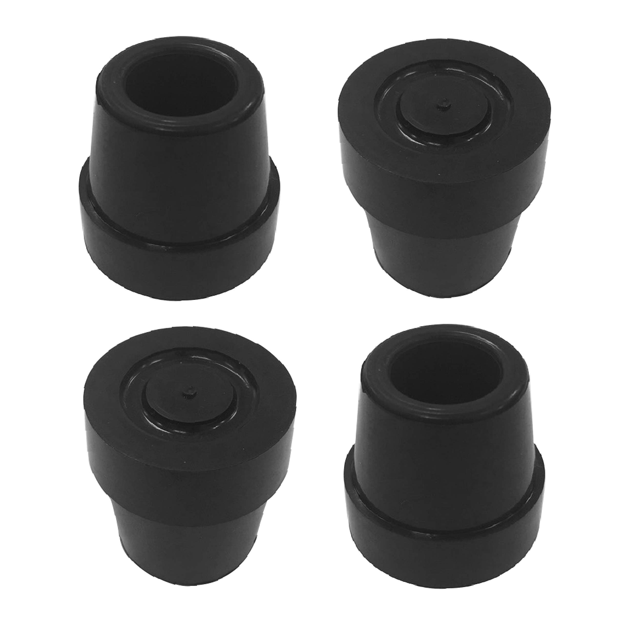 RIANT WHEEL Replacement Walker and Cane Tips with Metal Inserts,1/2inch Durable & Extra Stability, Black, 4 Count (4/8 inch for Quad Cane),