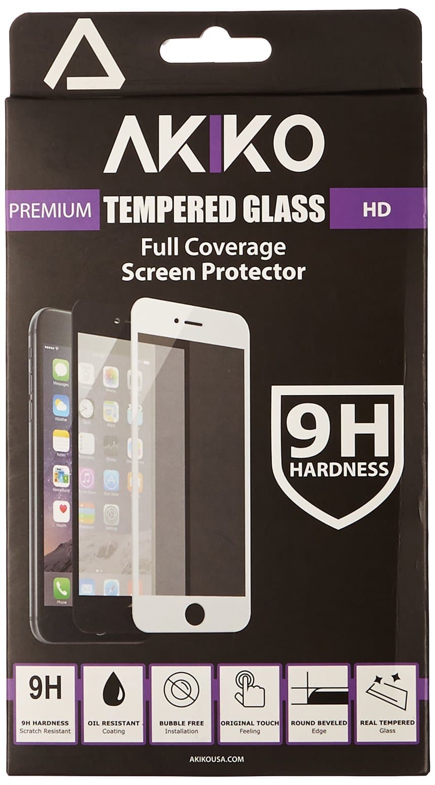 Akiko iPhone 6 6s Plus White Screen Protector, Akiko New 2.5D Full Screen Tempered Glass Protector [Full Protection Cover w/ Curved Edge] - Retail Packaging