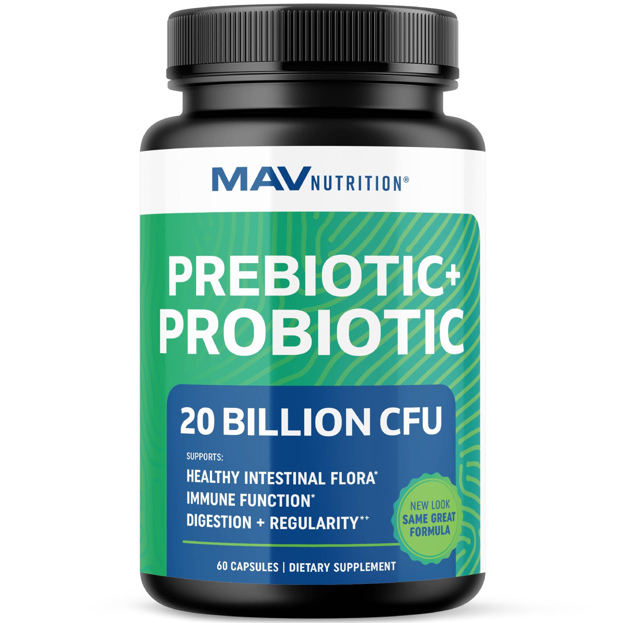 Probiotics + Prebiotics for Digestive Enzymes Support, Non-GMO, Vegetarian Friendly, 60 Count