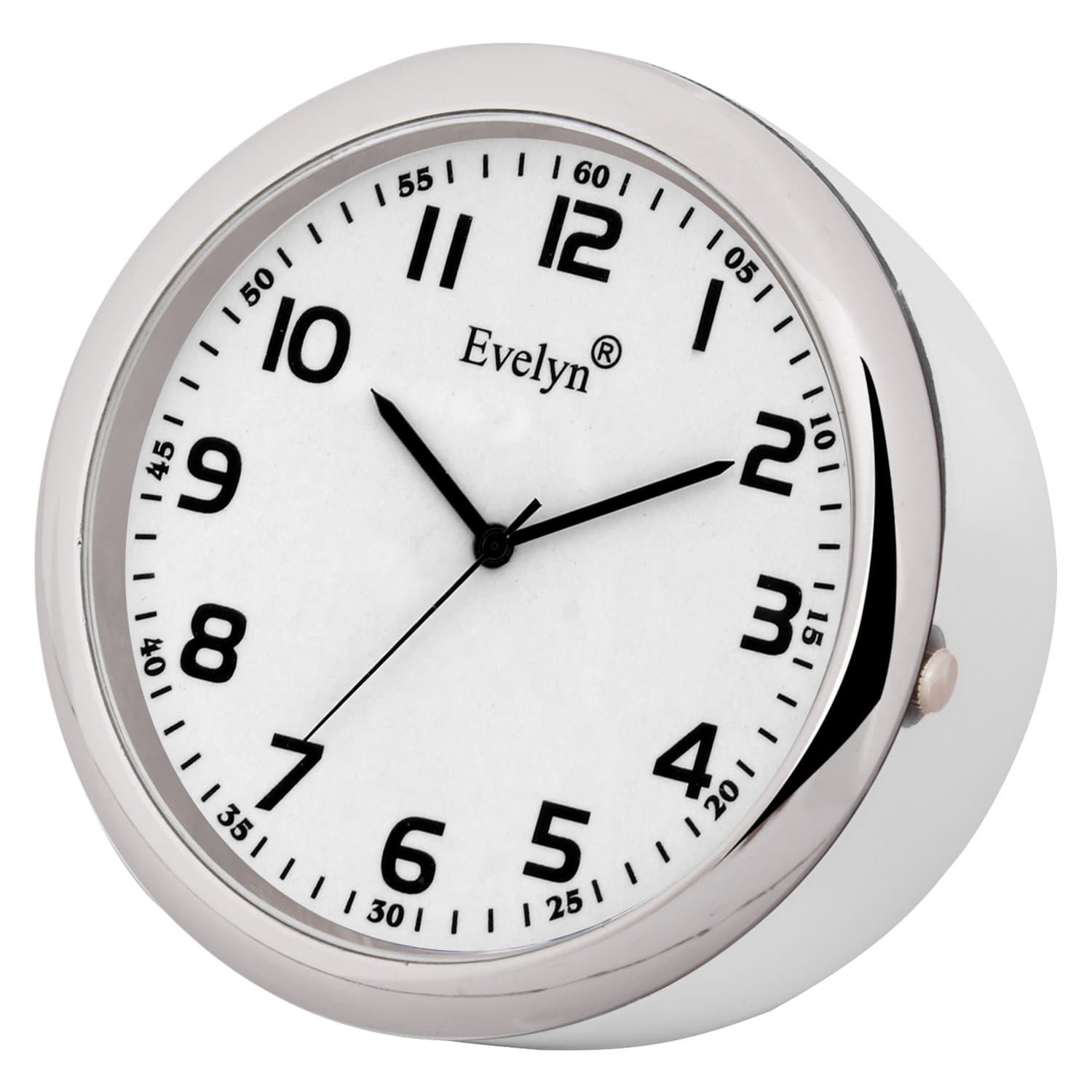 Evelyn Analog Table Clock Classic Small Round Alarm Car Dashboard Time Desk Watch White Size 45mm