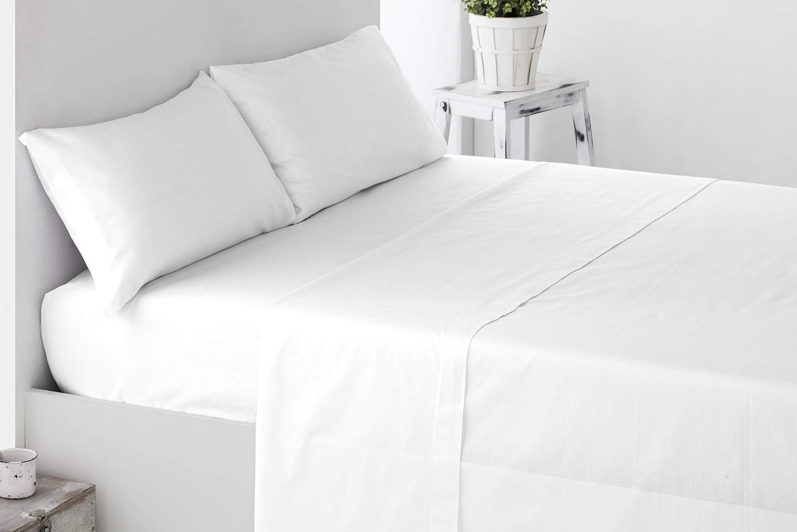 Miracle Home Soft and Comfortable Two Piece Cotton 50% Polyester White Pillowcase 150cm