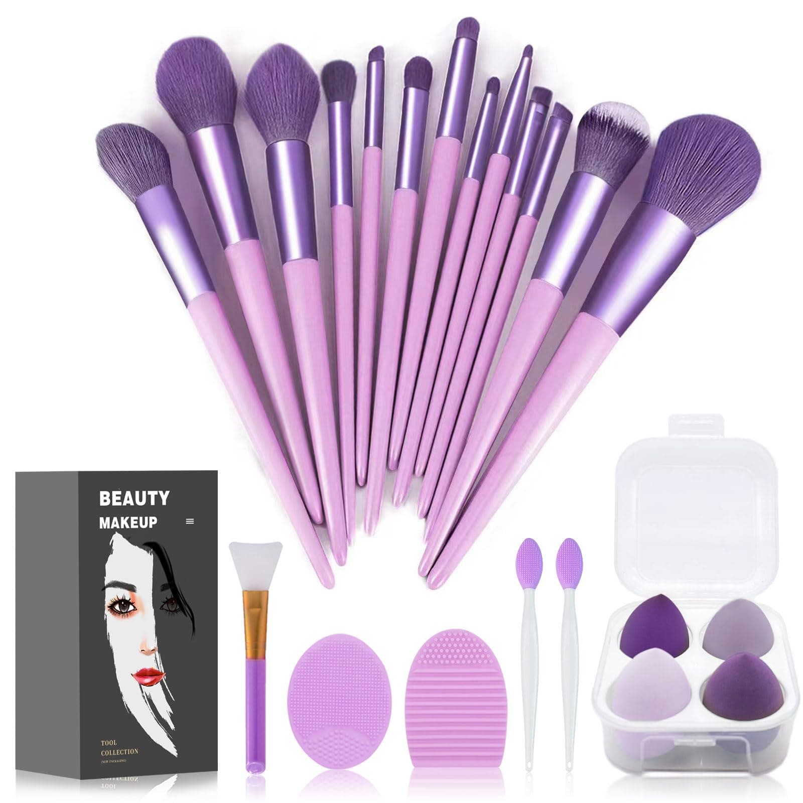 Koccido Makeup Brushes 22 Pcs Makeup Kit,Foundation Brush Eyeshadow Brush Make up Brushes Set (Purple, 22 Piece Set)