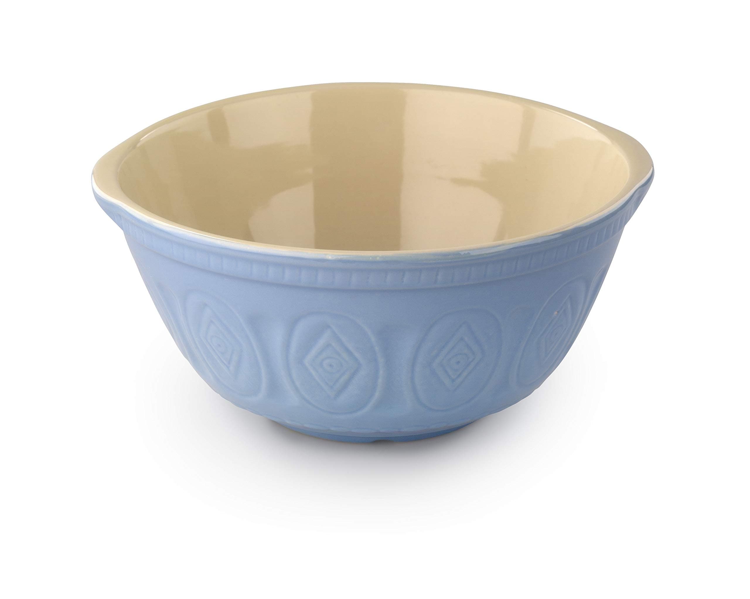 Traditional Ceramic Stoneware Mixing Bowl, Blue/Cream