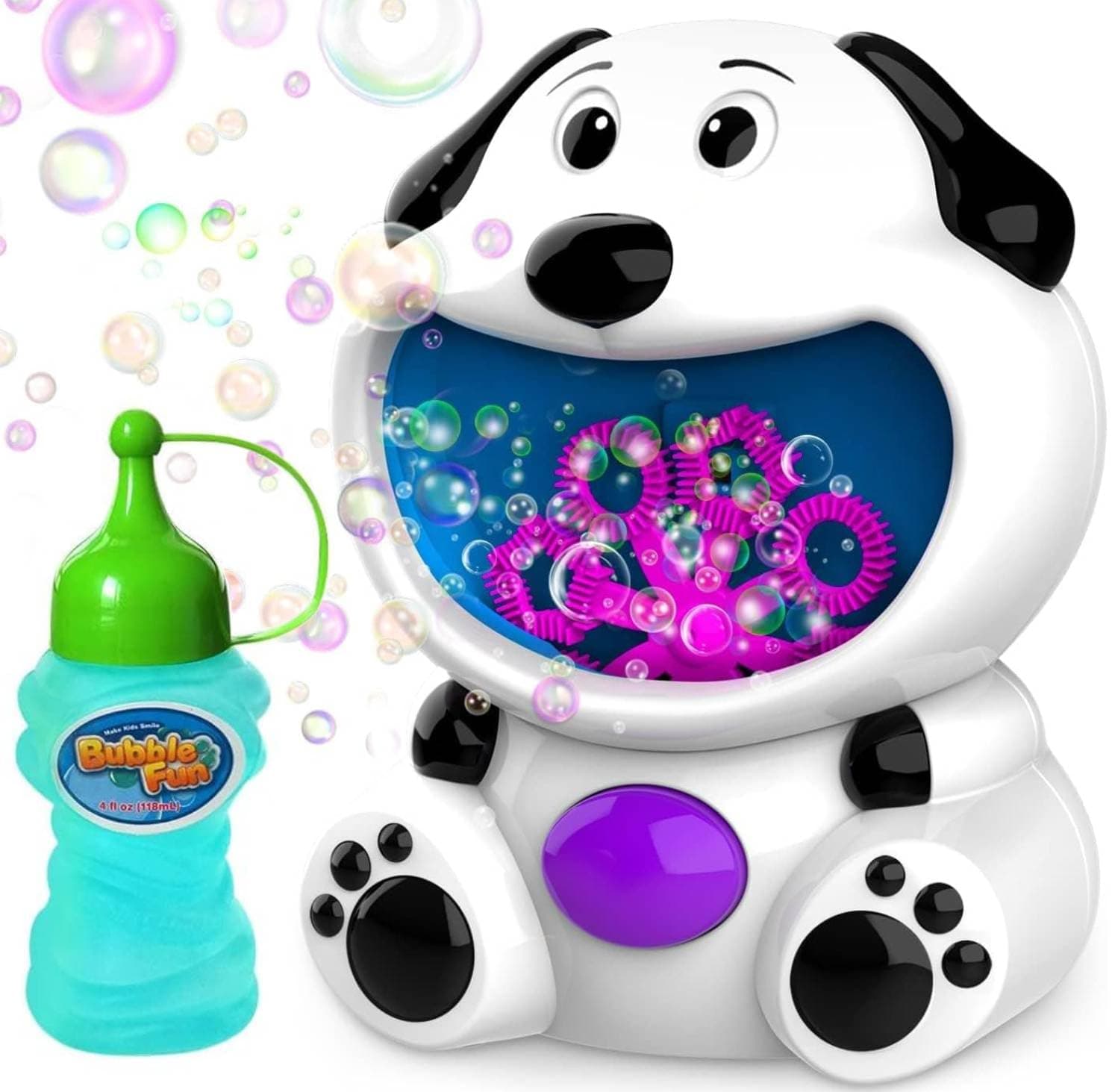 Kid Odyssey Bubble Machine, Dog Bubble Blower with 4 fl oz Bubble Solution Refill, Non-Toxic Bubbles for Kids, Automatic Bubble Machine for Parties, Bubble Toys for Indoor Outdoor