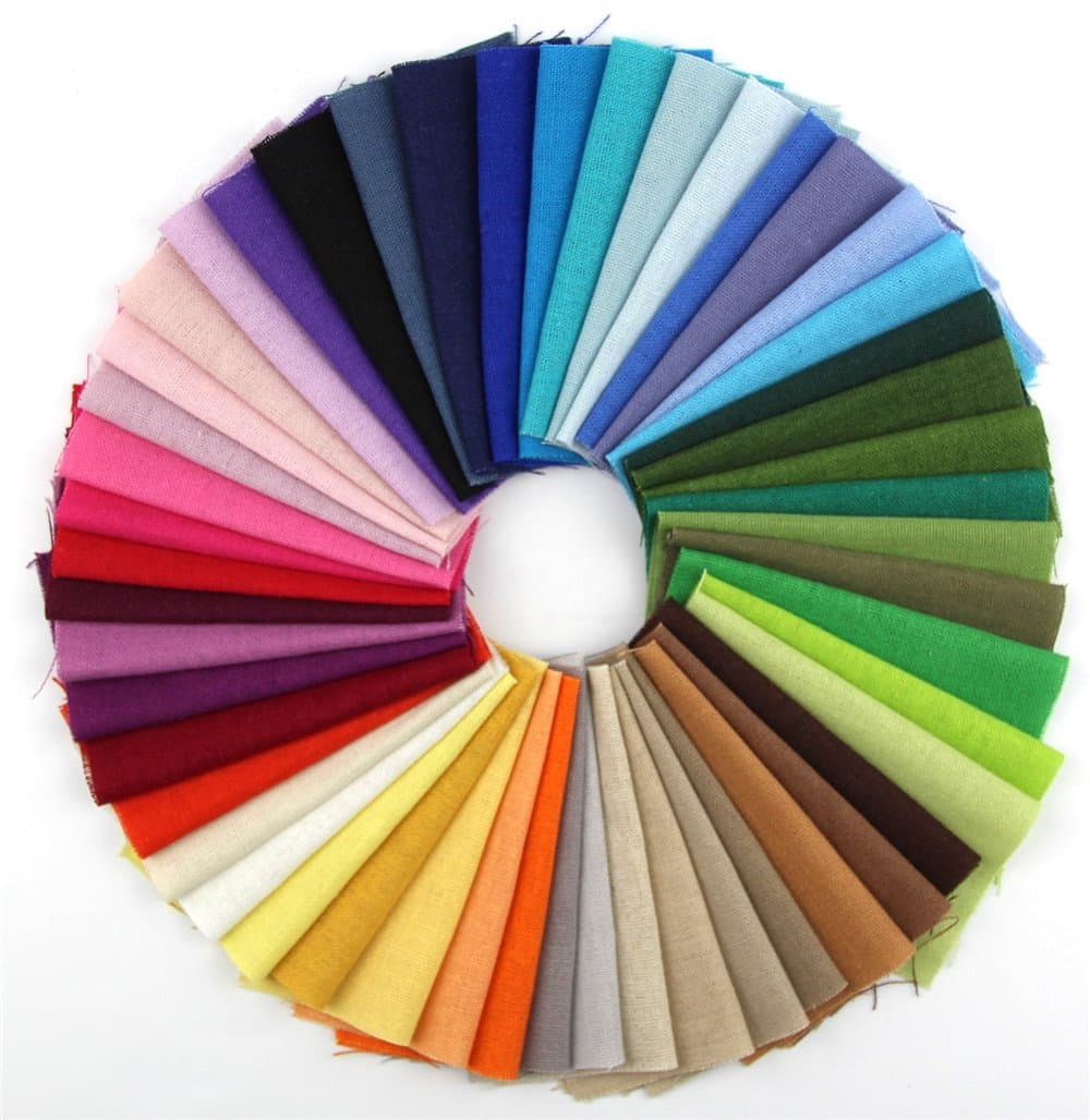 RayLineDo 50 Different Color Pieces Linen Fabric Solid Color Bundle Patchwork Squares of 1010cm