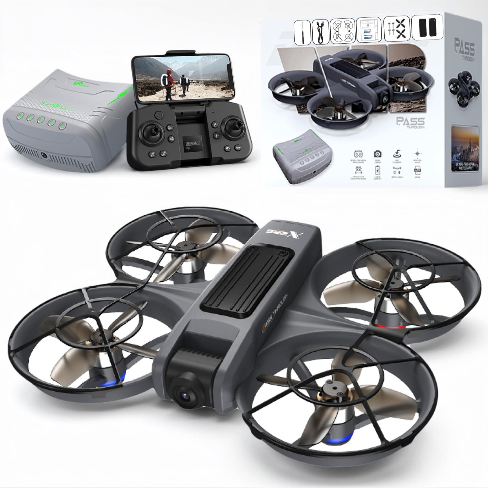 FPV Drone with VR Glasses,Optical Flow Alt Hold Drones with Camera for Adults 4k,Brushless Motor,Dual Camera Switch, Speed Adjust, 3D Flip - 13 Min Flight for Beginners Player-to-Pilot,2 Batteries