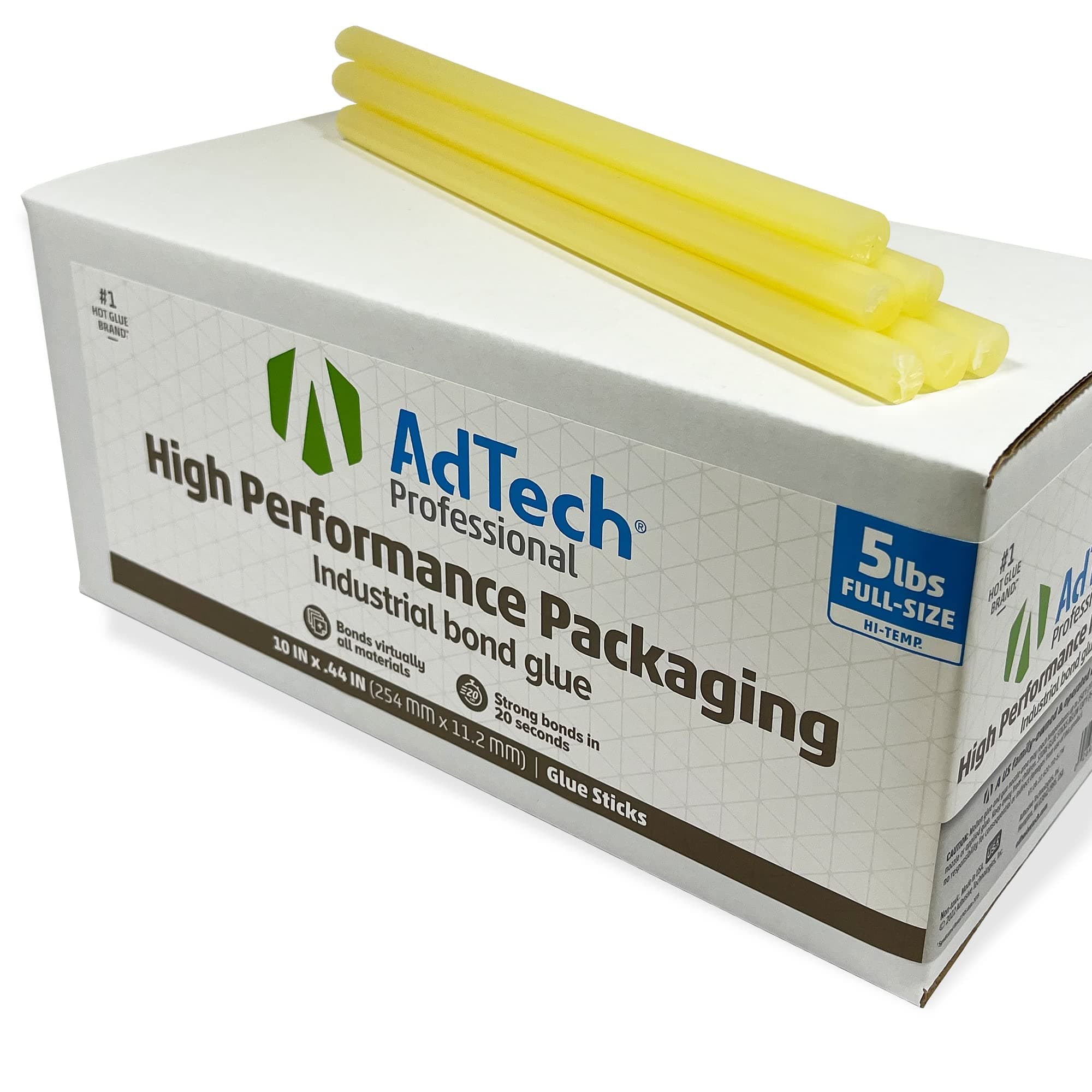 AdtechProfessional High Performance Packaging Industrial Bond High Temp Hot Glue Sticks 10" Light Amber
