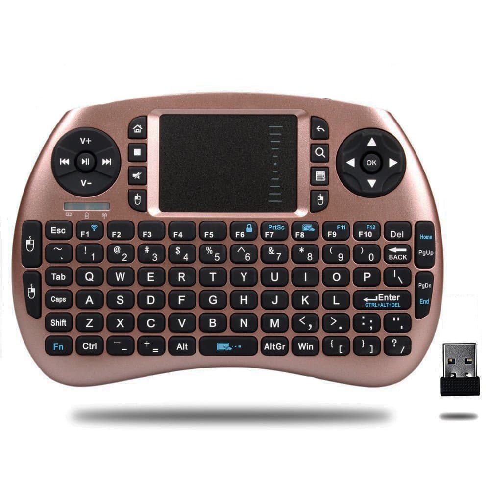HORIZONTAl Mini 2.4Ghz Wireless Touchpad Keyboard With Mouse For Google Android Tv Box,Pc, Pad, Xbox 360, Ps3, Htpc, Iptv (Rose Gold)