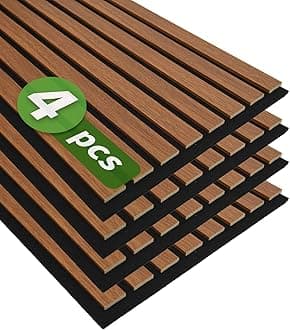 Art3d 4-Pack 12" x 93" Soundproof Wood Slat Panels, 31 sq.ft Acoustic Wall Panels, 3D Wall Panels with Wood Slat Design, Decorative Wood Wall Panel for Accent Walls-Walnut