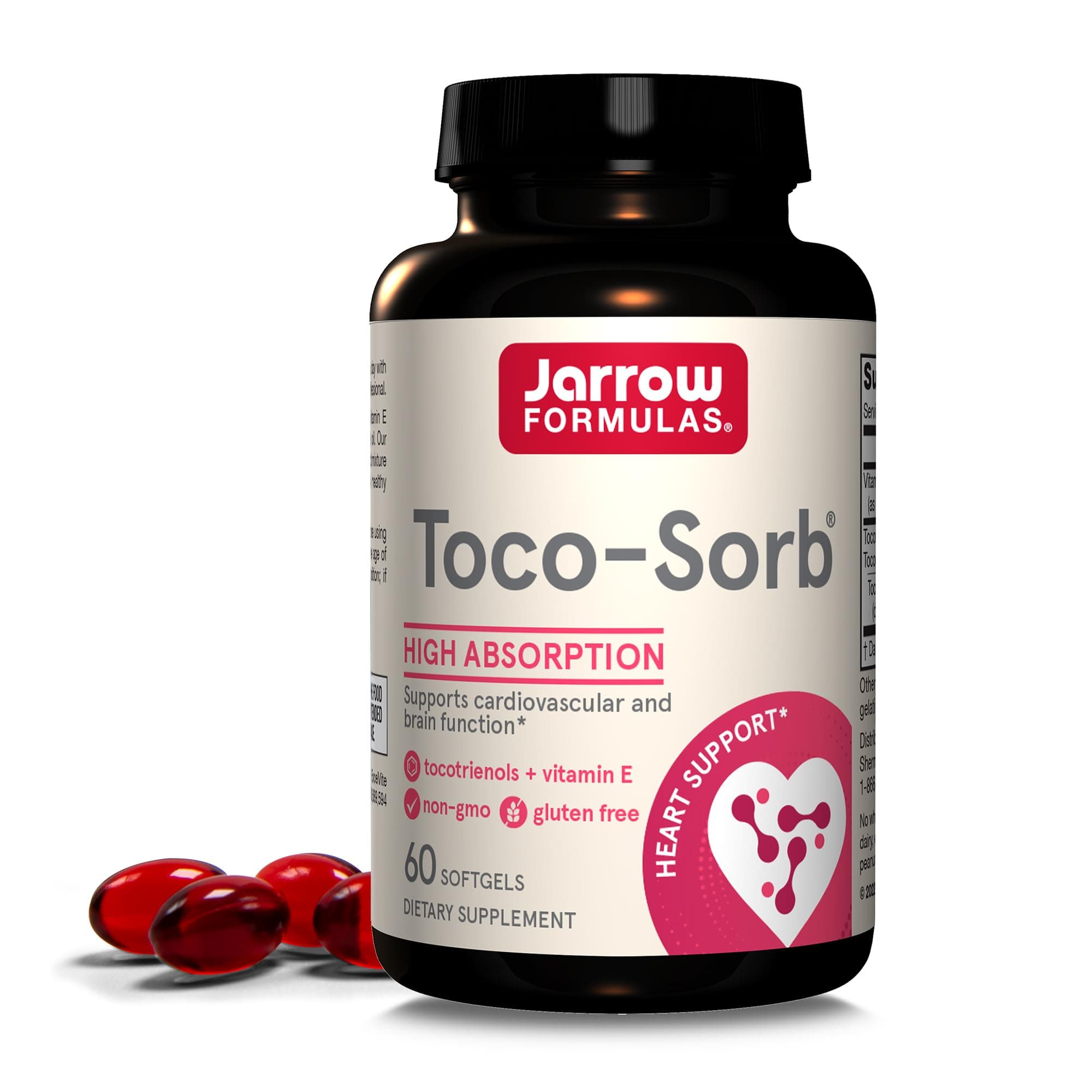 Toco-Sorb - 60 Softgels - Cardiovascular Health & Brain Function Support - High Absorption Formula - Mixed Tocotrienols & Vitamin E Supplement - Up to 60 Servings