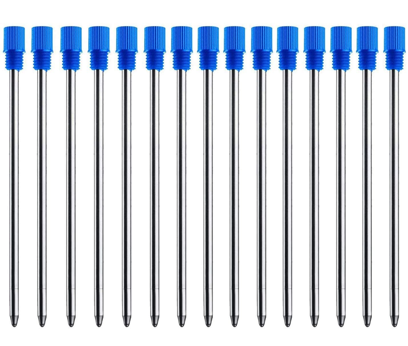 15 Pack 2.75 Inch Pen Refills Replacement Ink Ballpoint Pen Re-Fills for Small Diamond Crystal Stylus Pens and Self Defense Tactical Pen, Medium Point, 0.8mm (Blue)