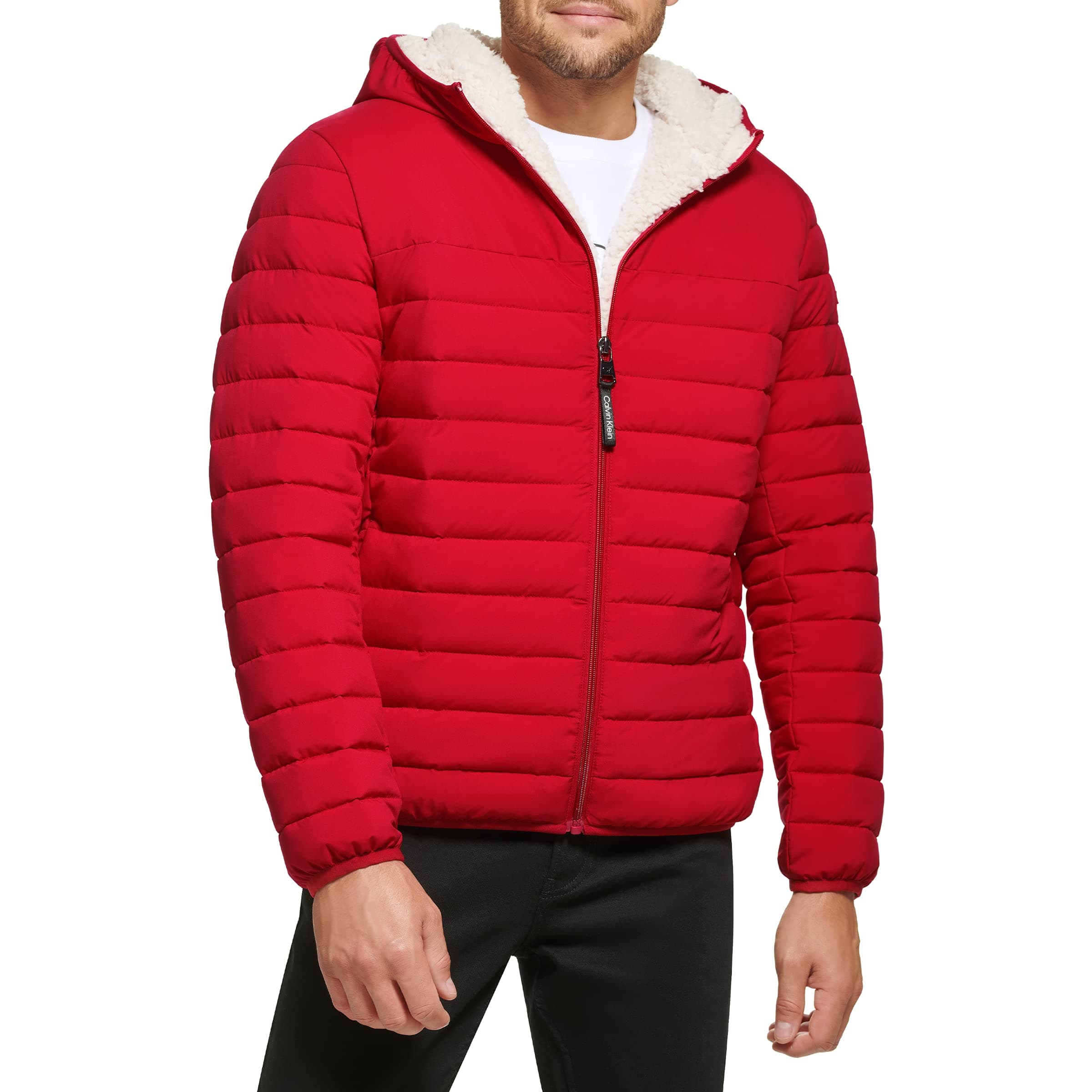 mens Lightweight Packable Down Jacket With Sherpa Lining