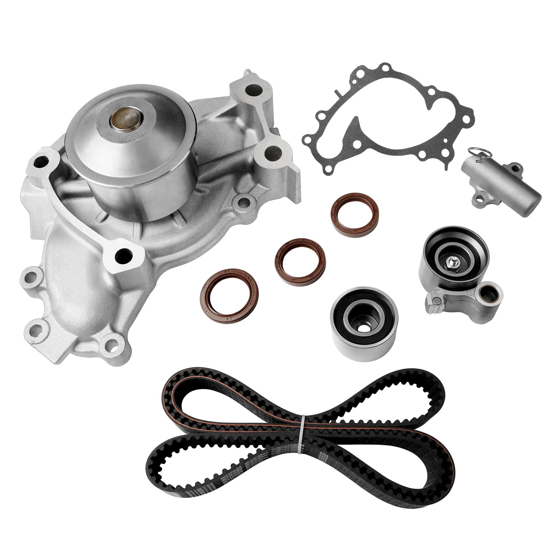 Engine Timing Belt Kit with Water Pump | Compatible with 2001-2010 Toyota Highlander Camry Sienna Solara & Lexus ES300 RX330 RX400h 3.0L 1MZFE/3.3L 3MZFE V6 DOHC 24V | Replaces# TKT-026