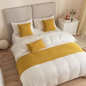 Bed Runner King Size,Ginger yellow Bed Runner For of Luxury Hotel Grade 180X45cm for 1.2m Bed