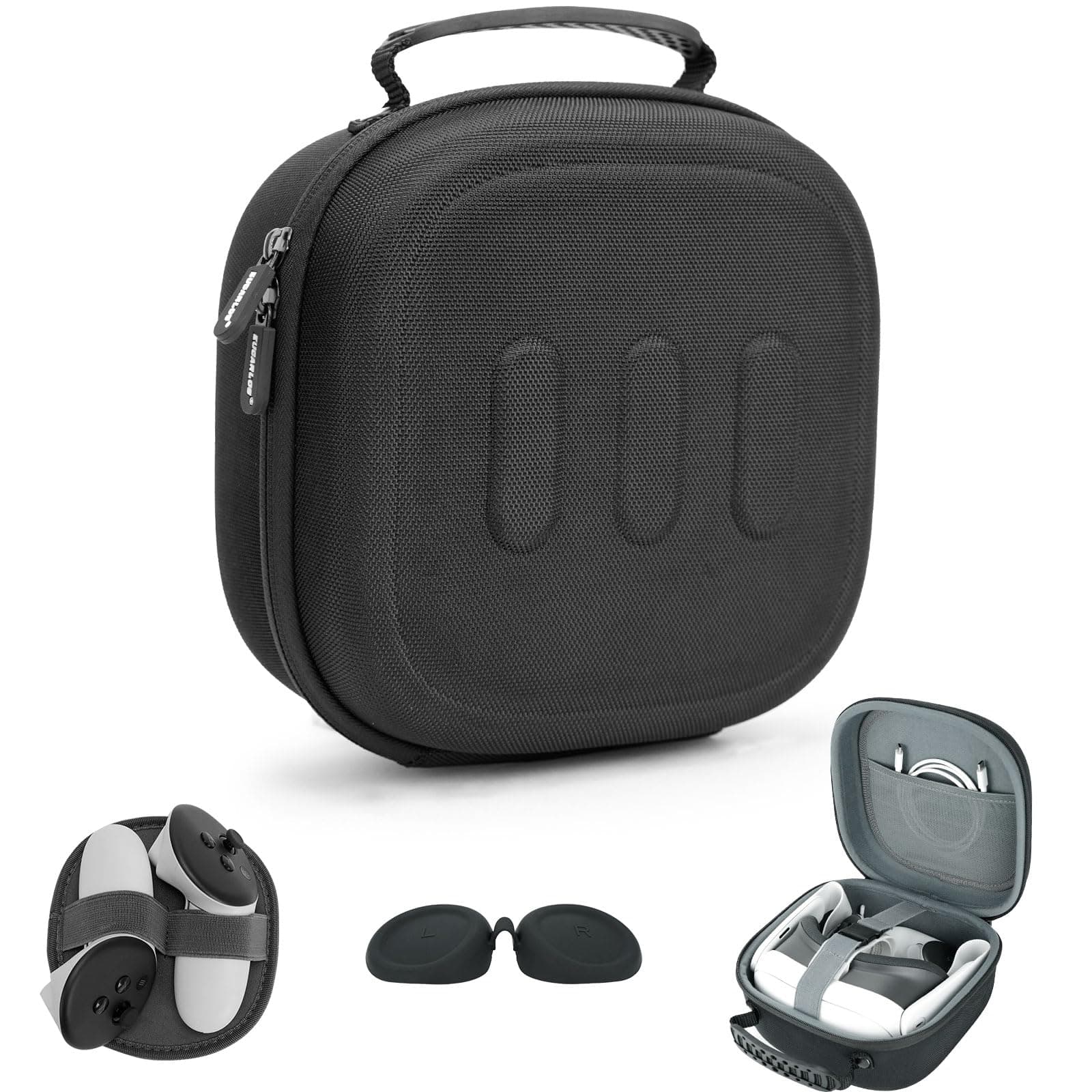 Hard Carrying Case Compatible with Meta Quest 3 / Quest 2 / Vision Pro, VR Gaming Headset and Touch Controllers Travel Case with Lens Cover for Oculus Quest 3/2/ Vision Pro Accessories,