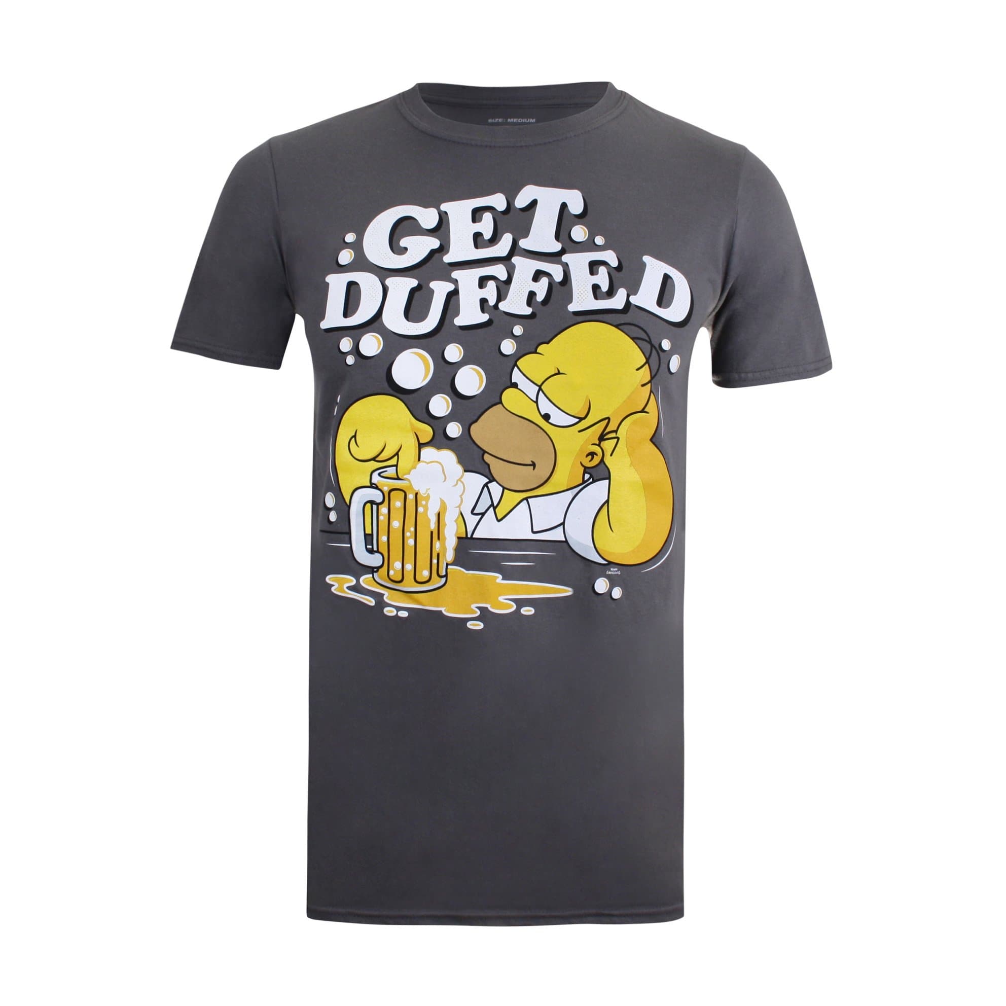 ImacziThe Simpsons Men's Get Duffed T-Shirt, Grey (Charcoal), M