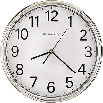 Howard Miller Hamilton Wall Clock 625-561 – Polished Silver-Tone Finished Case, Classic Round Design, Reflective Finishes, Modern Home Decor, Quartz Movement