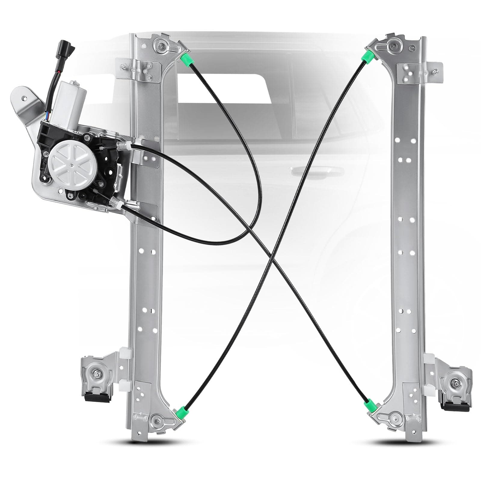 YHTAUTO Rear Driver Side Power Window Regulator With 2-Pin Motor Assembly for Chevy Silverado & GMC & Cadillac Models, Silverado/Sierra 1500 2500 HD 3500, Suburban/Avalanche/Yukon XL, Escalade ESV EXT