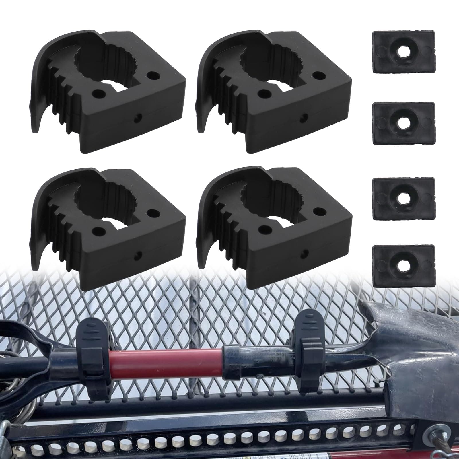 RYANSTAR RACING Shovel Holder Quick Release Rubber Clamp Mounting Bracket - Compatible With 1-1/7'' to 1-3/7'' Diameter Tool Handles - 4 Pack for Trucks, UTV, ATV, Off-Road, 4x4 Parts