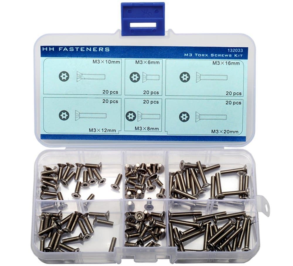 M3 Tamper-Resistant Flat Head Security Screws Assortment Kit, Stainless Steel,Pack of 120-pieces