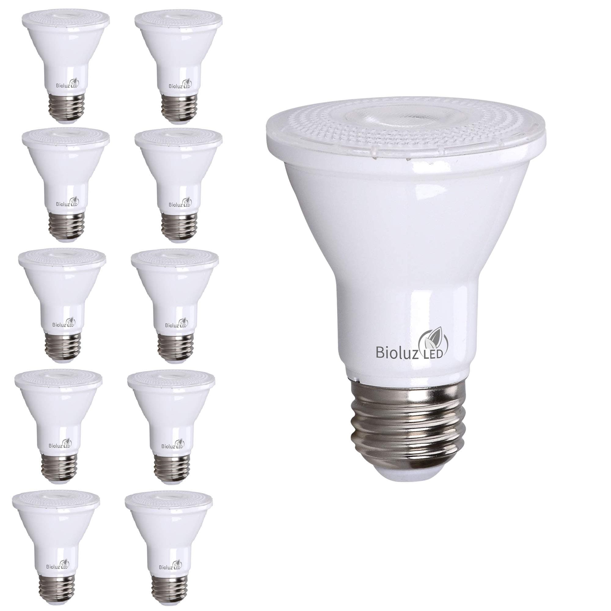 Bioluz LED PAR20 Light Bulbs 10 Pack, Dimmable LED Light Bulb 5.5W = 75W, Soft White 3000K, Daylight LED, E26, 40° Beam, Energy Efficient, UL Listed & Title 20, Replaces Incandescent, Soft Light Bulbs