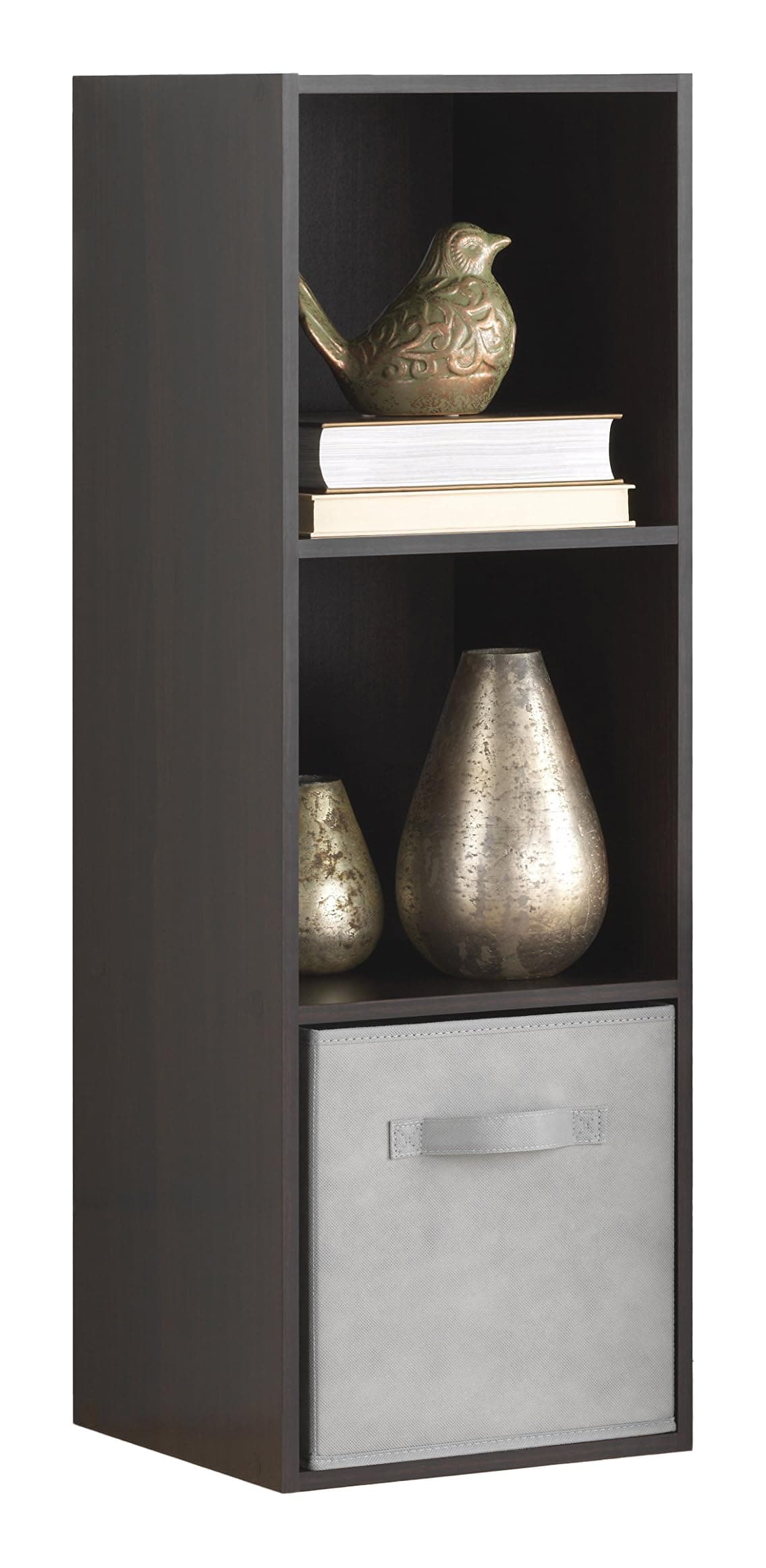 3 Cube Storage Organizer, 3 Tier Stackable MDF Wood Bookcase, Open Storage Display Bookshelf, Storage Cabinet for Living Room, Bedroom, Home, Office, 12.2" L x 11.7" W x 35.6" H, Espresso
