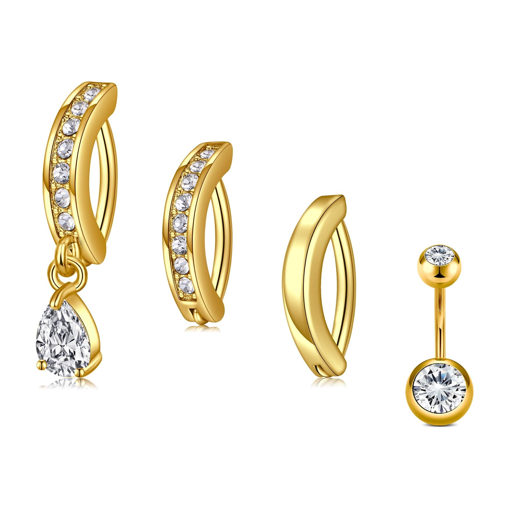 Briana Williams Belly Button Ring Belly Rings Belly Button Piercing Gold Belly Button Ring for Women Clicker Belly Ring Belly Piercing Stainless Steel 14g 10mm Blley Navel Rings Piercing Jewelry