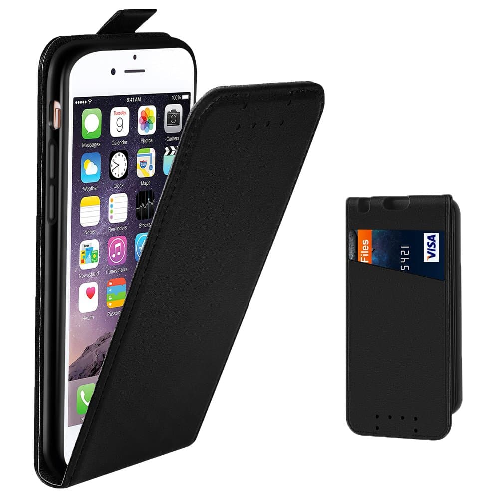 iPhone 6 Case, Leather Flip Wallet Slim Case Cover For Apple iPhone 6/6s 4.7 Inch (Black)