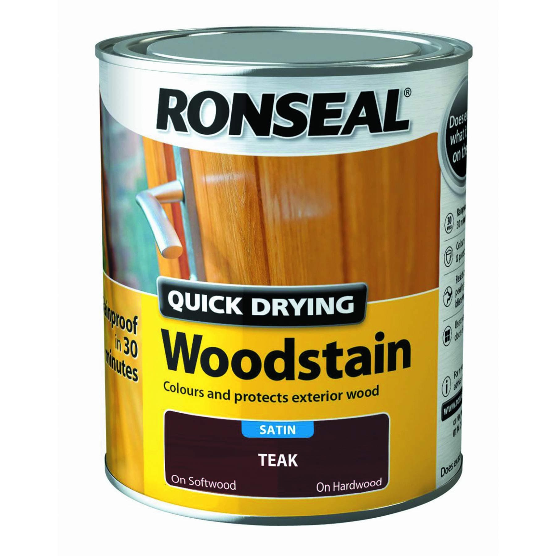 Ronseal Quick Drying Woodstain Teak Satin 750ml