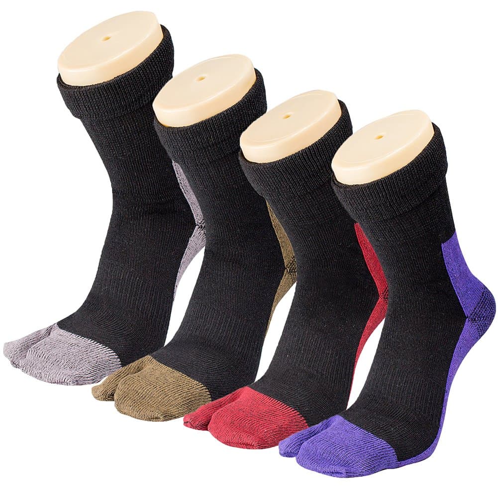 Tabi Socks, Split Toe Flip Flop Socks High Crew for Men and Women Cotton Pack of 4