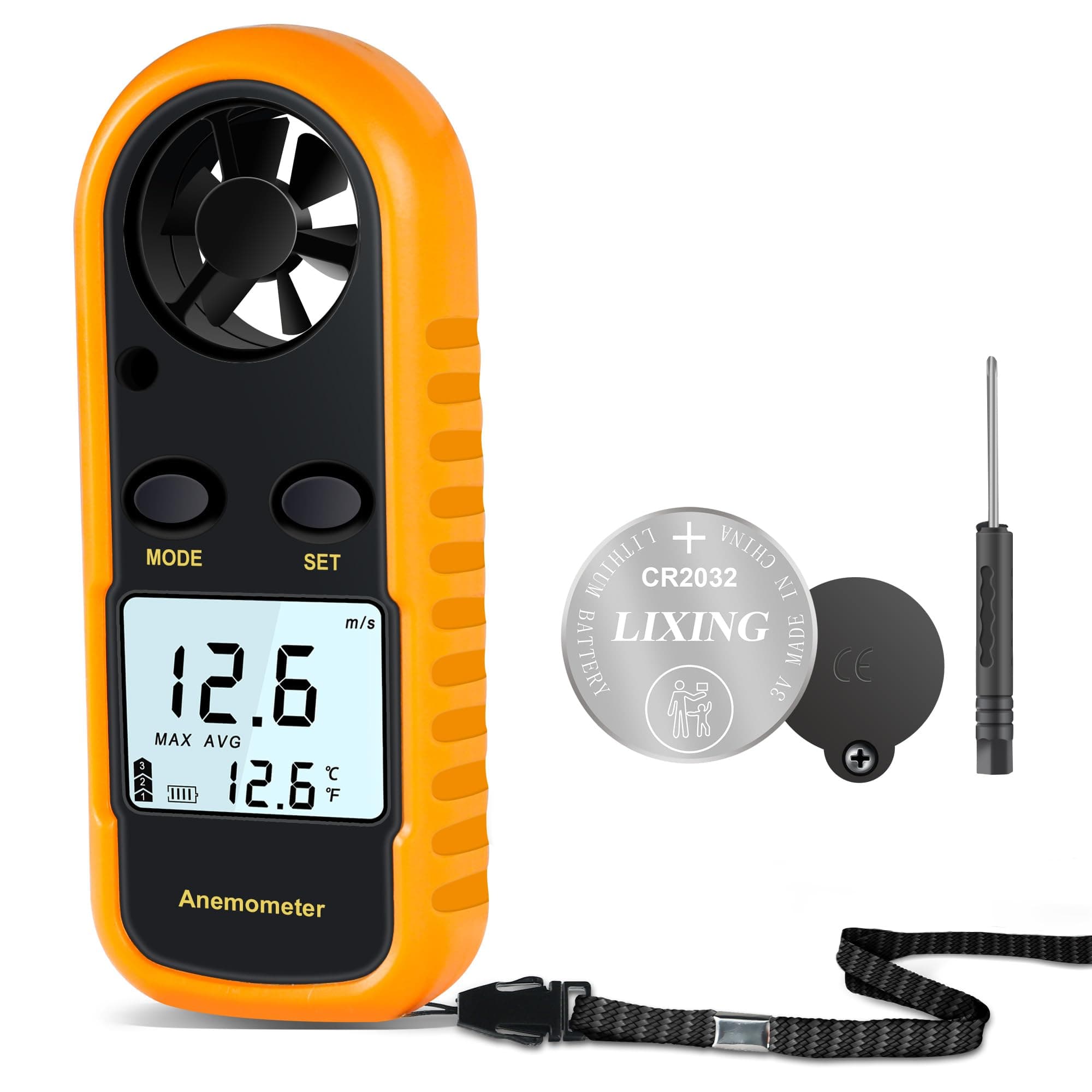 Handheld Anemometer, Digital Wind Speed Meter Air Flow Velocity Tester for Measuring Wind Speed Temperature and Wind Chill, Portable Wind Gauge for HAVC Drone Sailing Fishing(LCD Backlight)