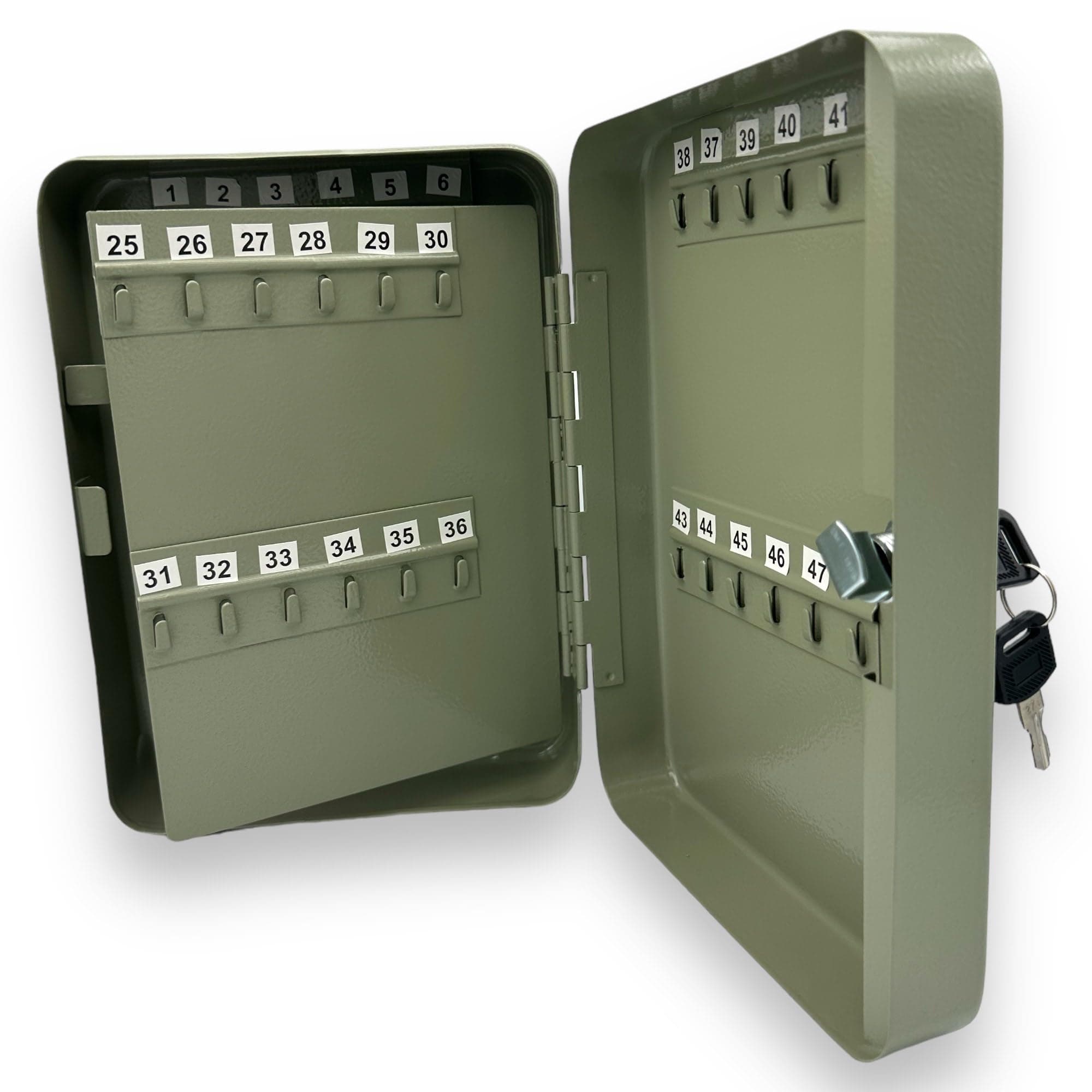 MxMan48 Key Cabinet Wall Mounted - Solid Steel Key Box with Cylinder Lock & 2 Keys, 48 Indexing Numbers included, Key Boxes Wall Mounted and ideal key cupboard and for Home, Landlords, Car & Van Hire