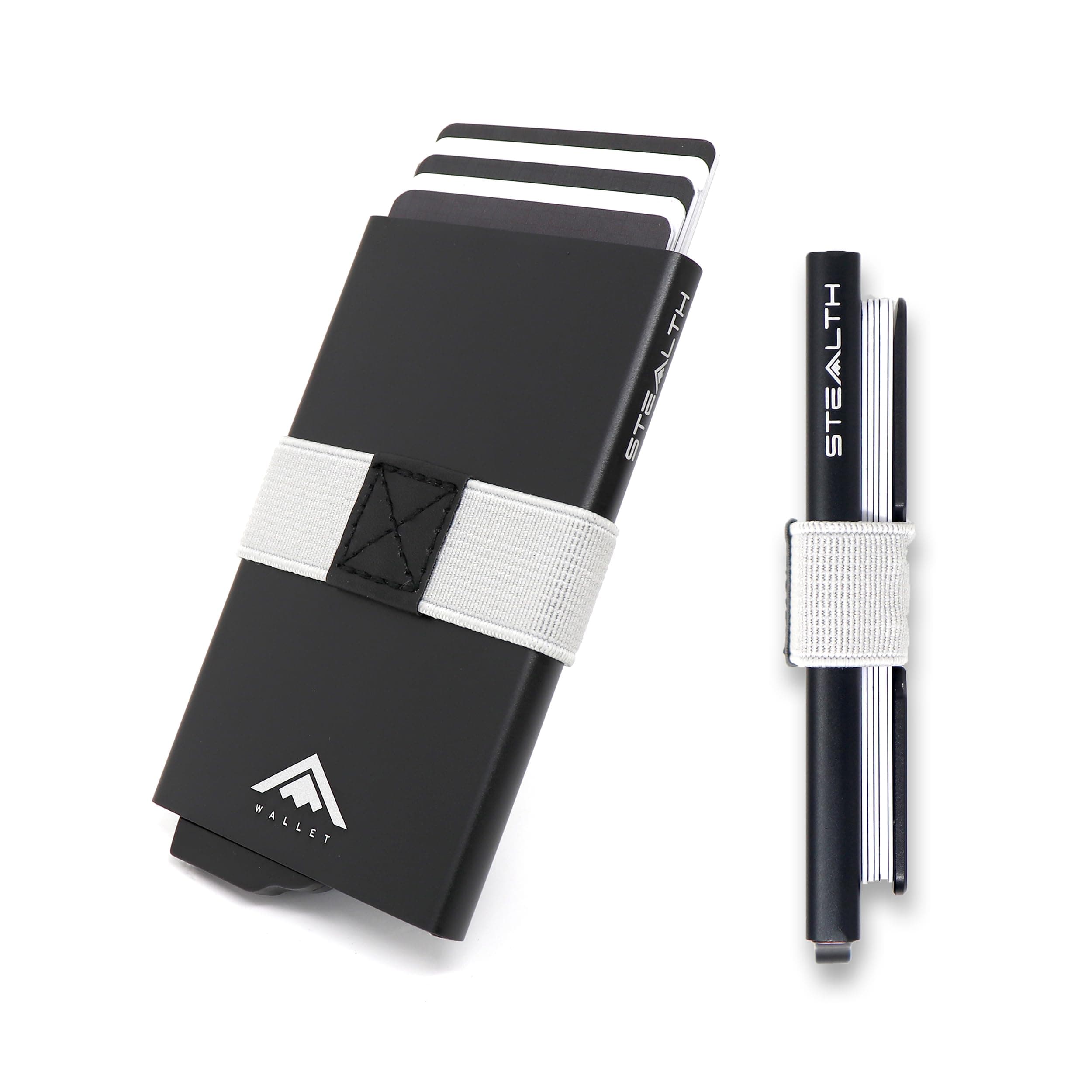 Smart Minimalist Card Holders - RFID/NFC Blocking Pop Up Wallets with Gift Box - Credit Cards Holder & Contactless Protection (Black Aluminium & Backplate)