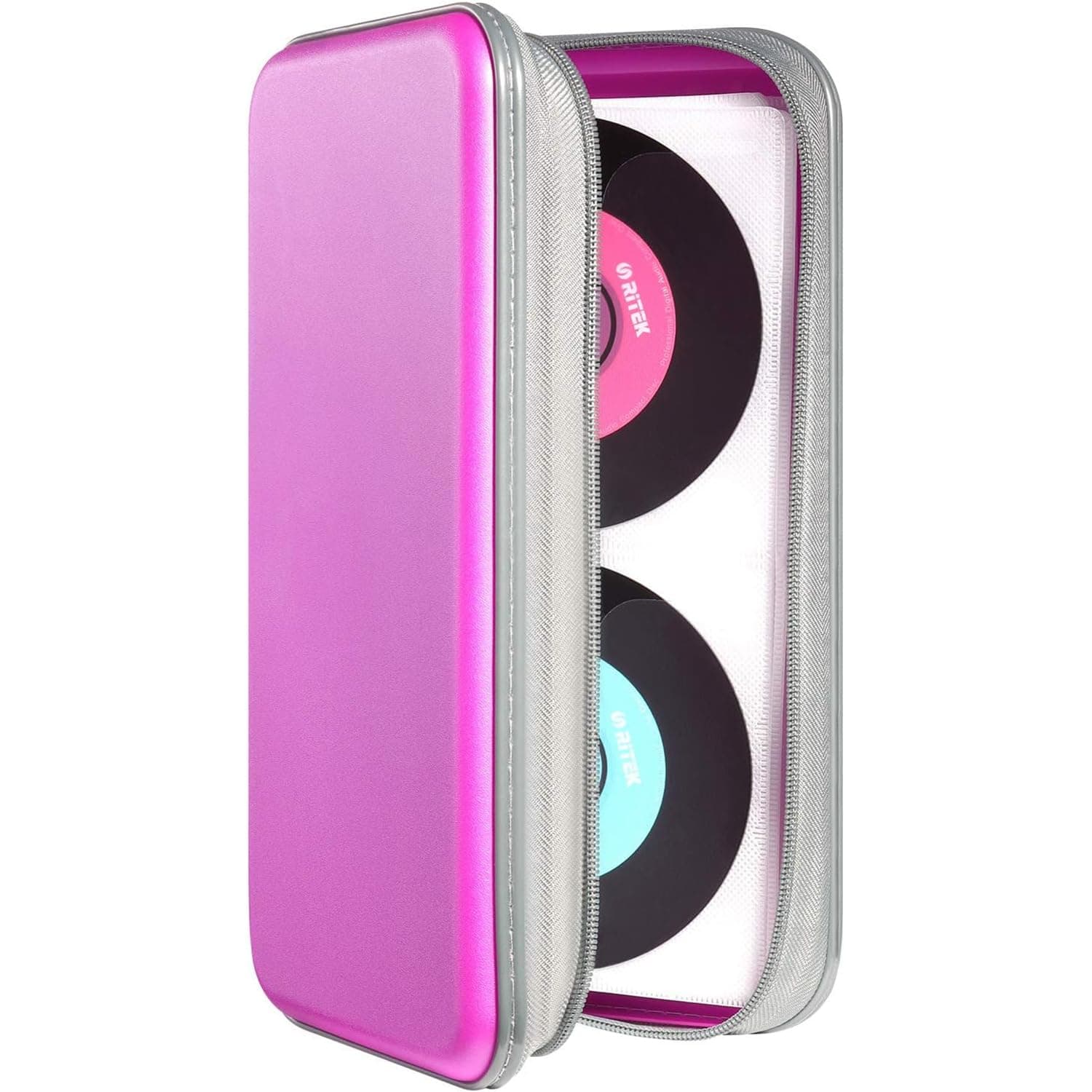 DVD Case, 50-80 Capacity CD Case Holder Hard Plastic CD DVD Storage Binder Wallet for Car Home Office Travel (Purple)