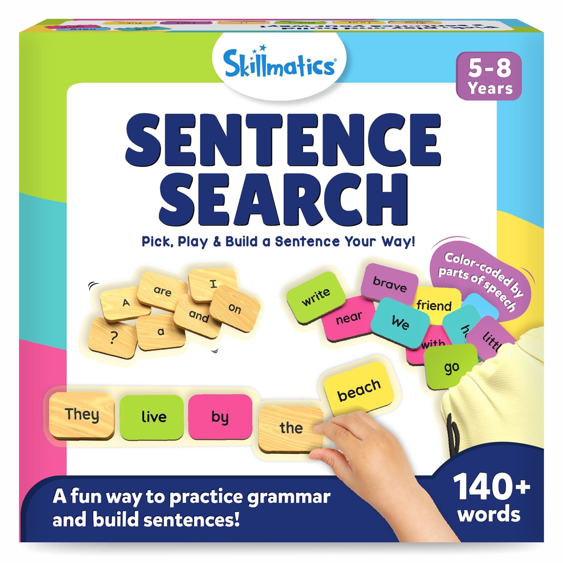 Skillmatics Educational Board Game - Sentence Search, Fun Learning Toys and Games for Kids, Sentence Building Activity, Creative Word Play, 120+ Tiles (1.3 x 1 Inches), Gifts for Ages 5, 6, 7, 8