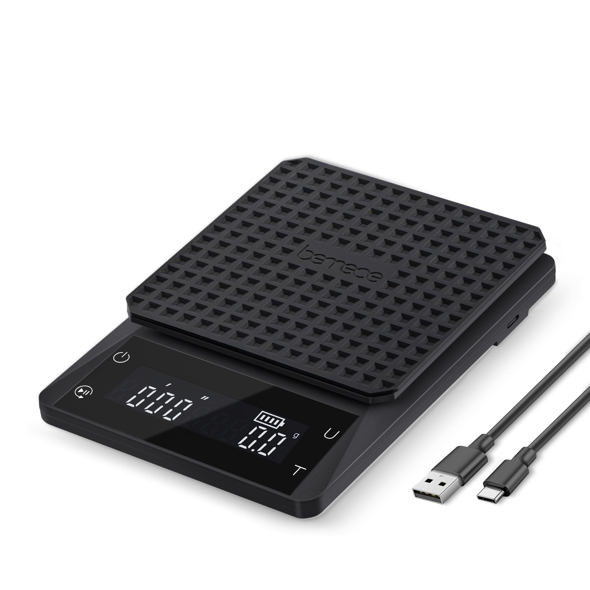 Digital Coffee Scale with Timer,0.1g/3KG High Precision Kitchen Scale with Large LED Display, Electronic Espresso coffee Weighing Scales(M-Gloss Black)